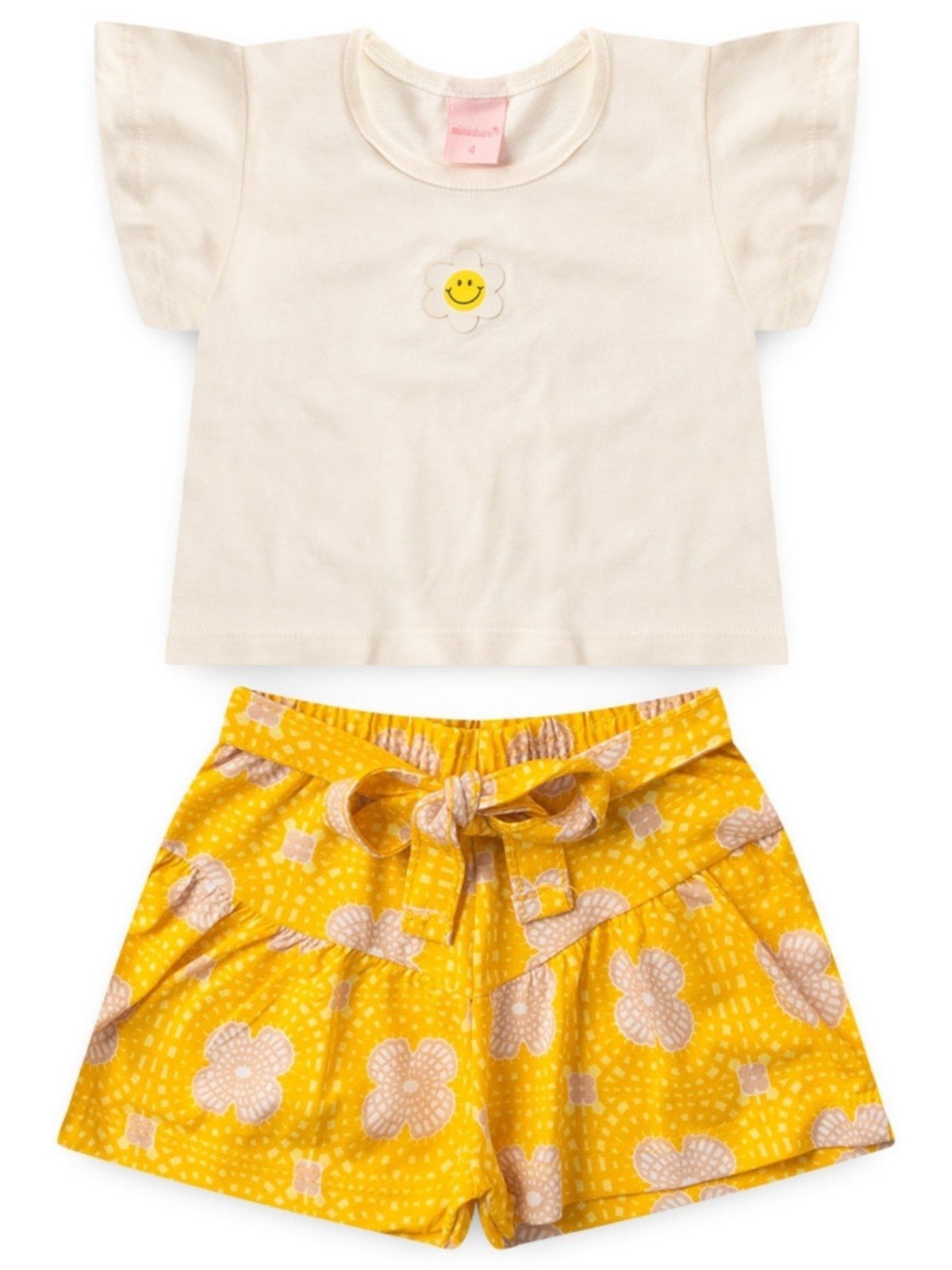 Vista 3 Infantil - Conjunto Platinum Patch Margarida Amarelo Miniature Kids branco Miniature Kids branco