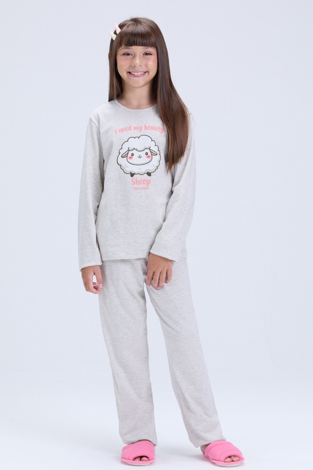 Pijama Feminino Inverno Algodão Ovelhinha