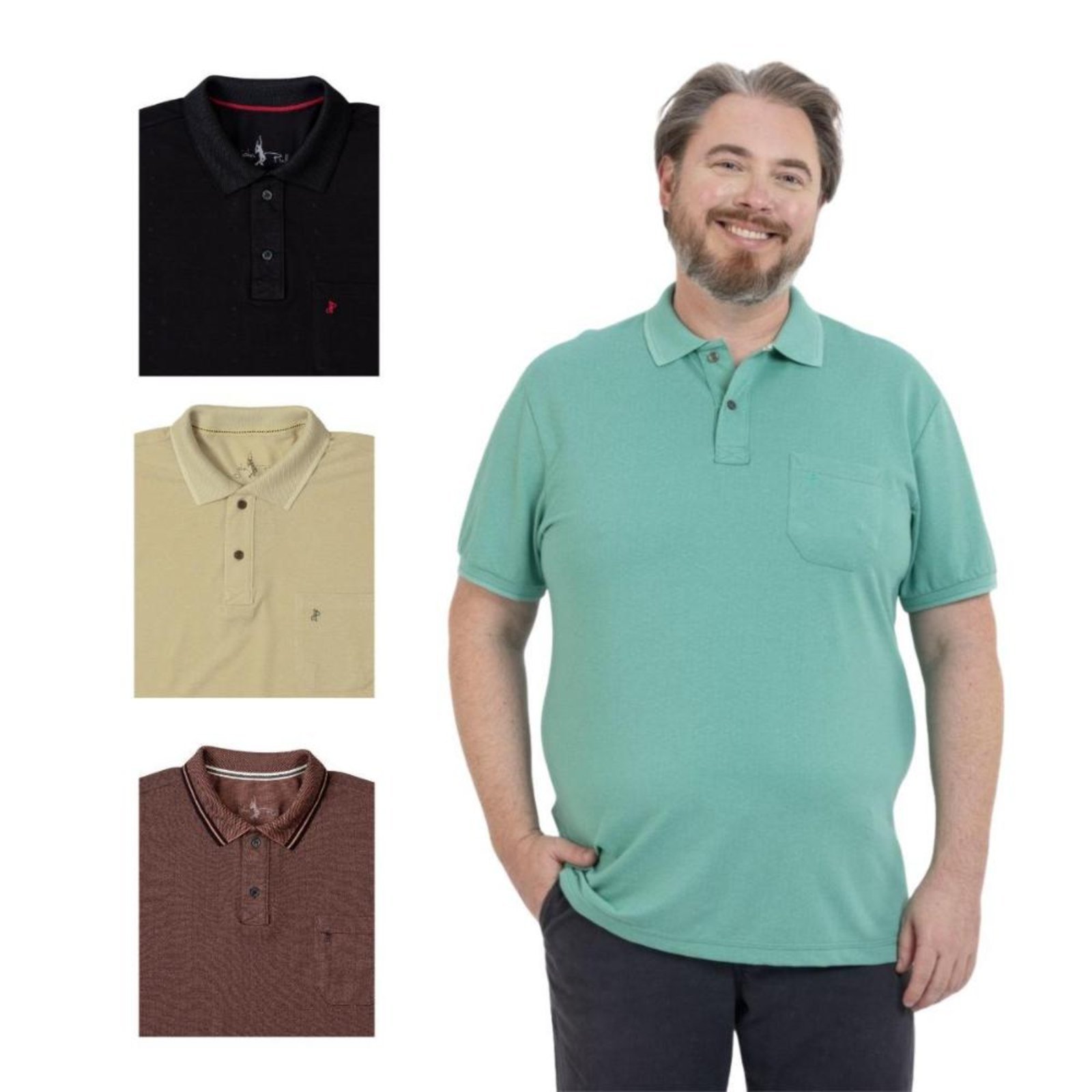 Kit 4 Camisa Polo Masculina Plus Size Pique com Bolso Casual