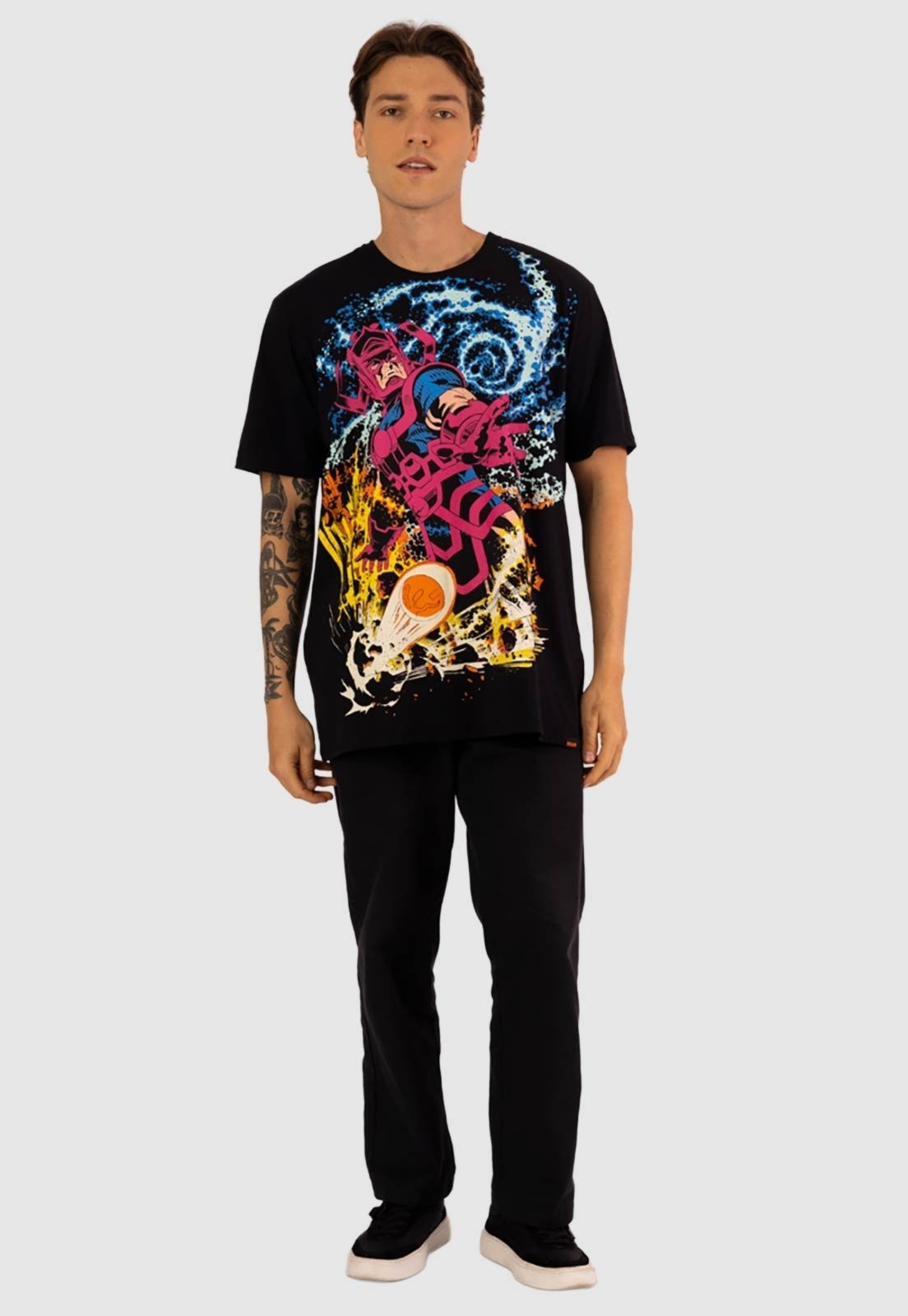 Camiseta Piticas Marvel Quarteto Fantástico Galactus Preto