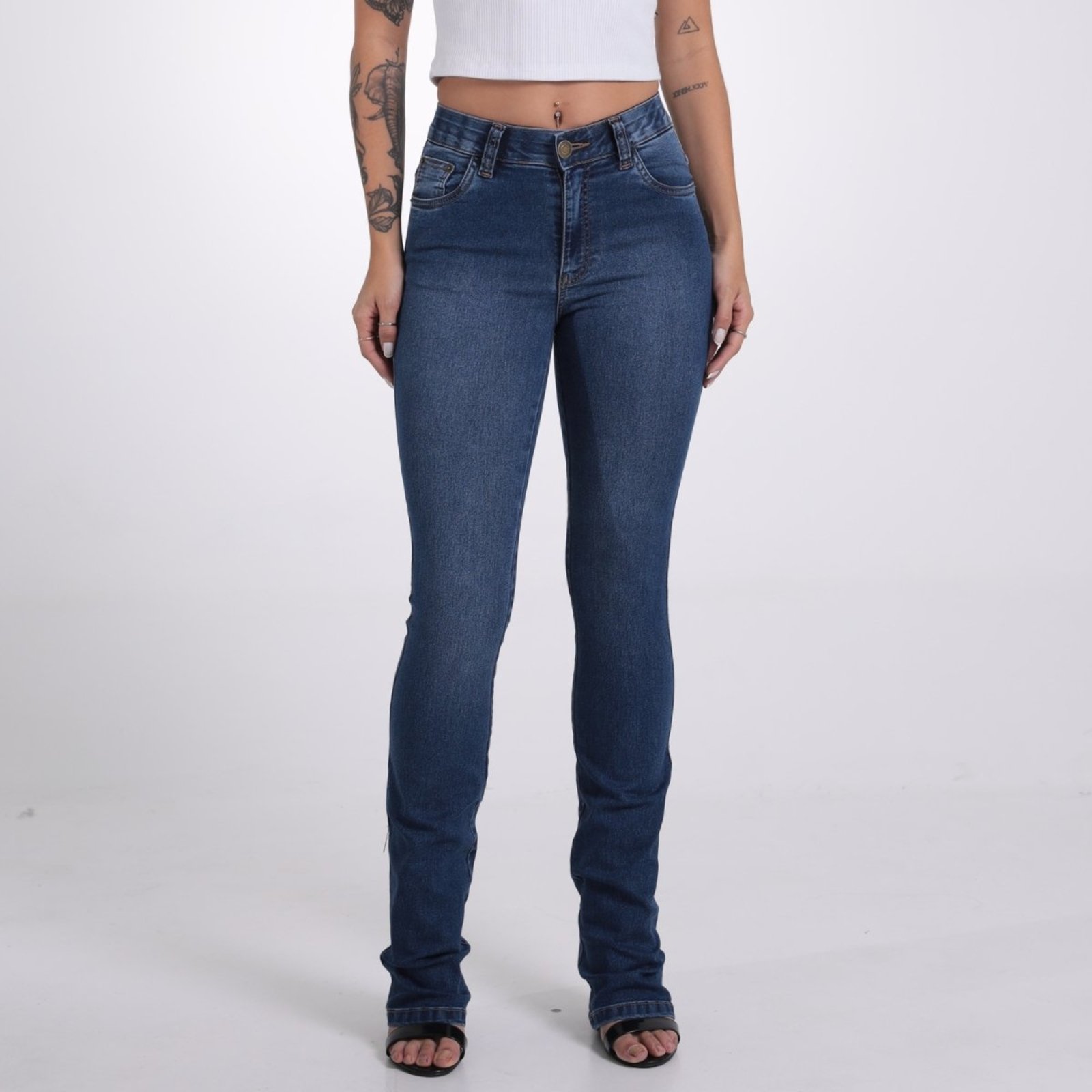 Calça Flare Jeans Feminina Cós Personalizado Revanche Seul