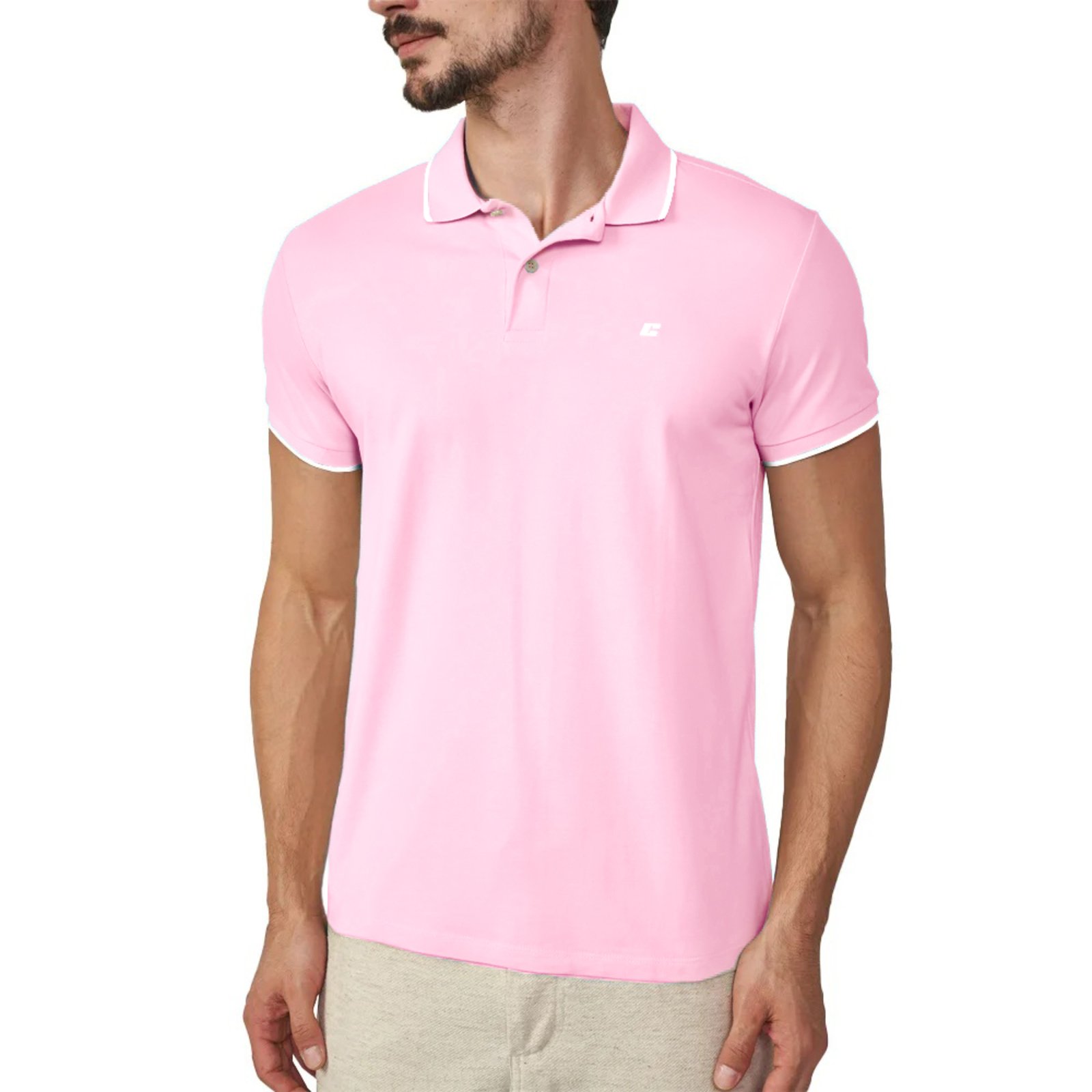 Camisa Polo Colcci Logo Listra Pr26 Rosa Elle Masculino