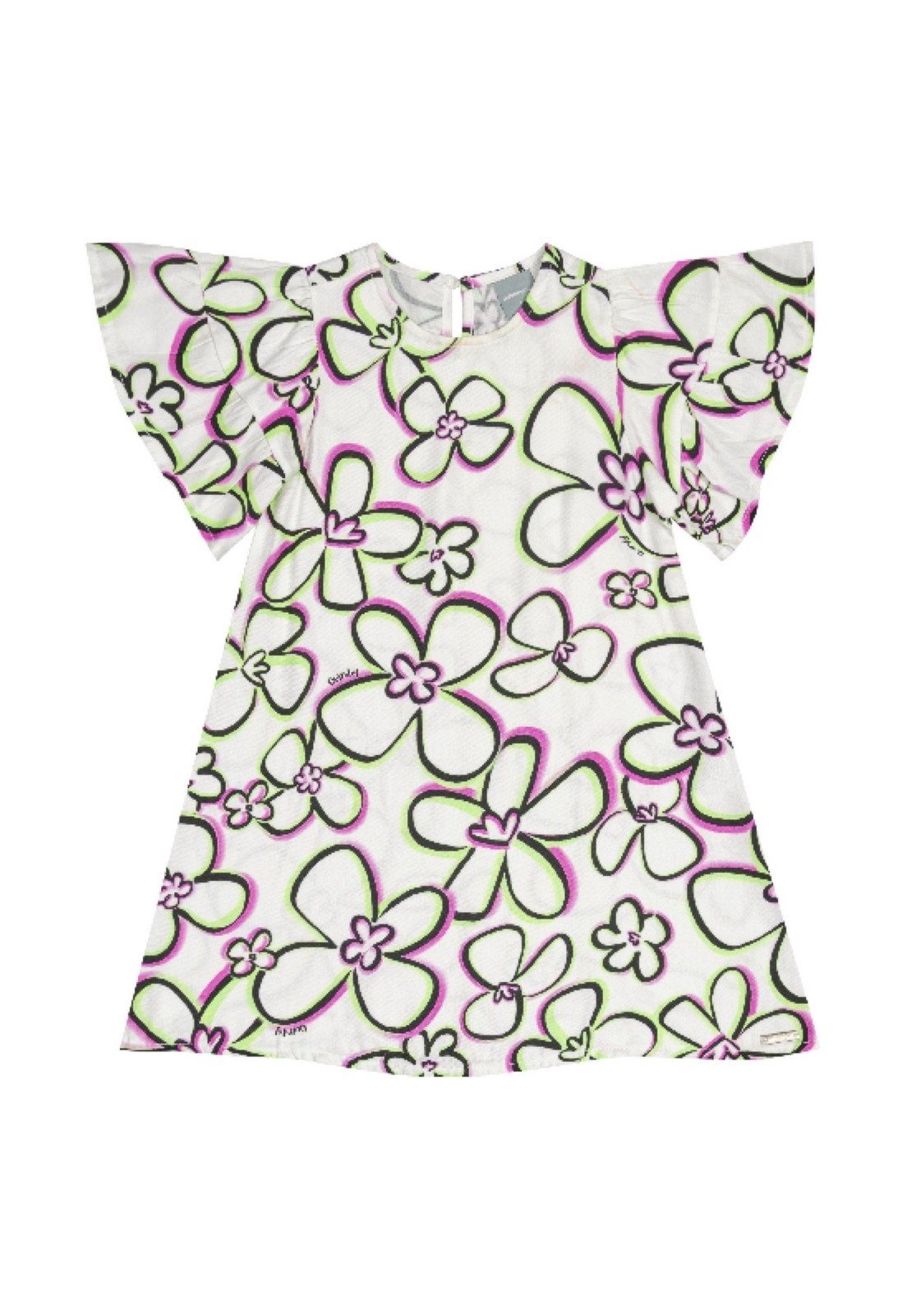 Vista 3 Infantil - Vestido em Viscose para Menina Quimby Off-White off-white white Quimby off-white white
