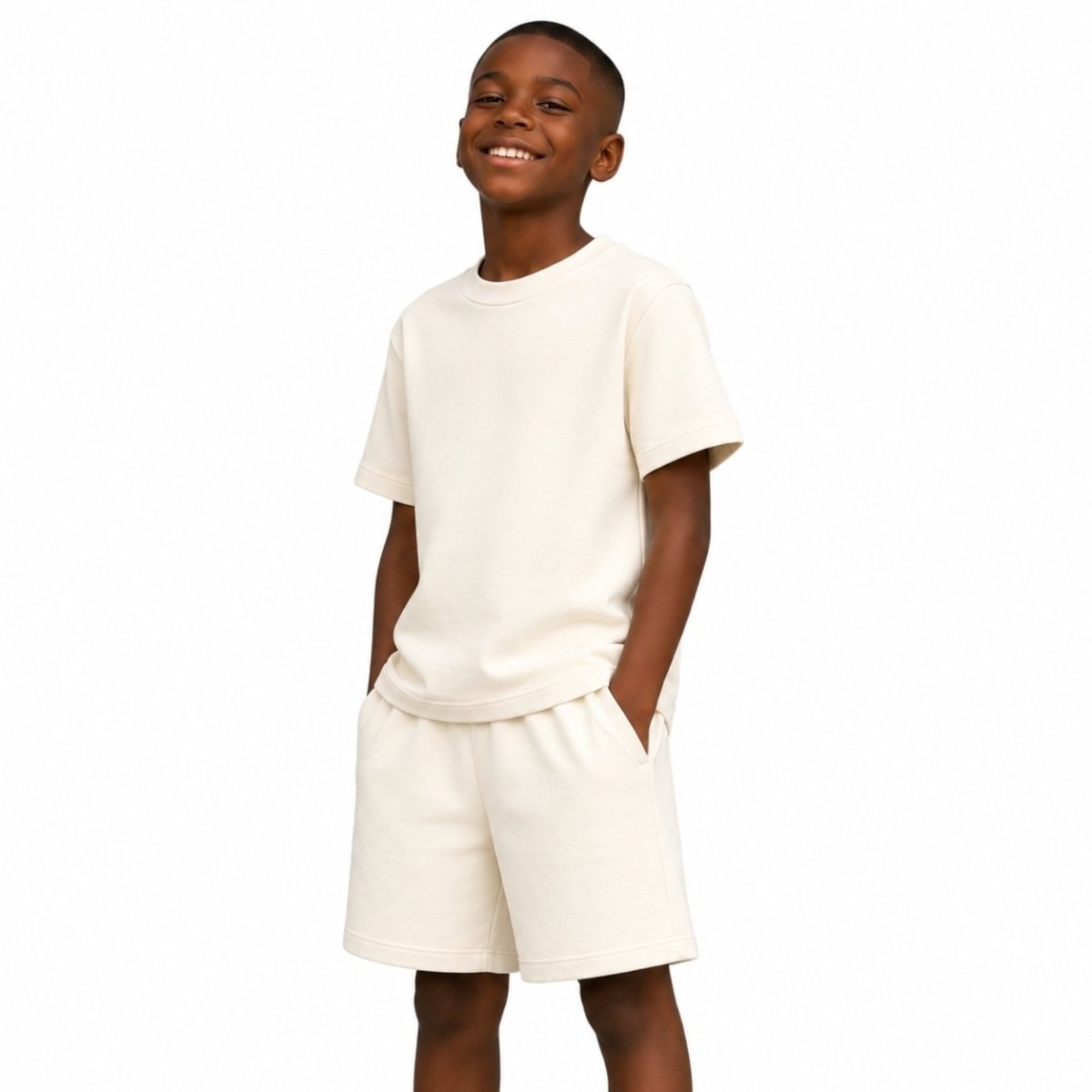 Infantil - Conjunto Camiseta Manga Curta e Bermuda Suedine Liso Conforto Diário