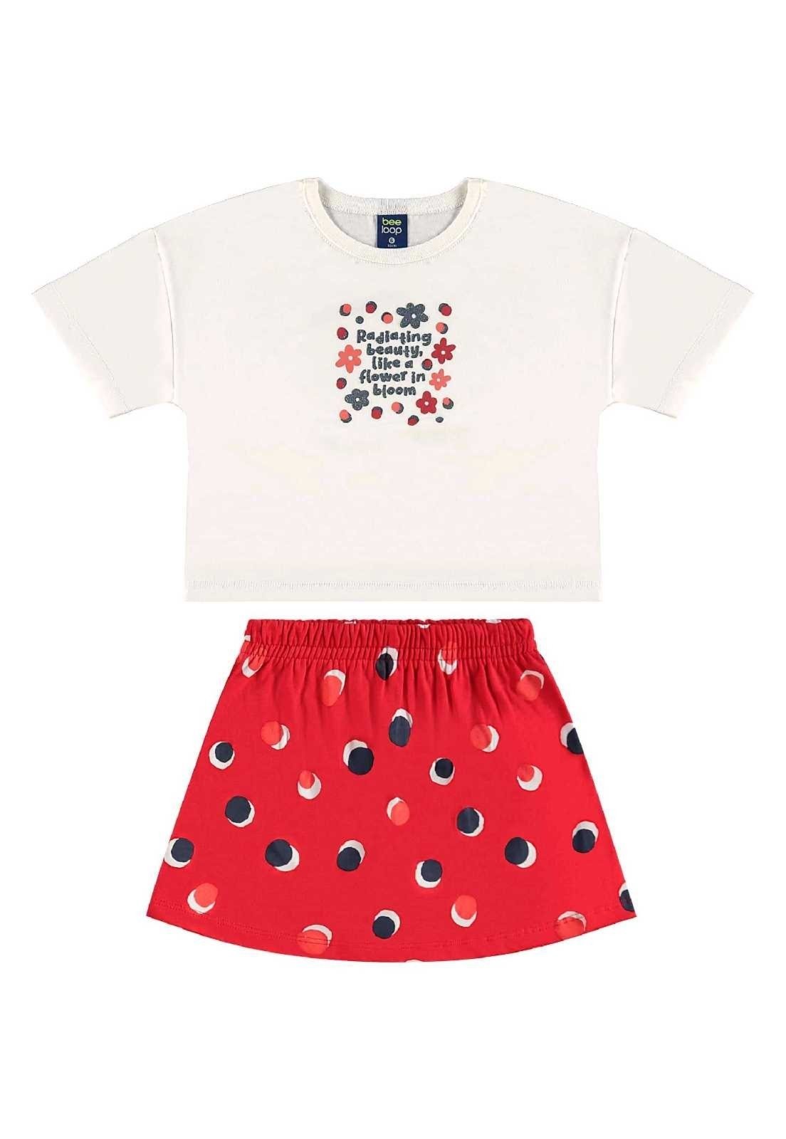 Infantil – Conjunto Cropped e Short-Saia Bee Loop Bege