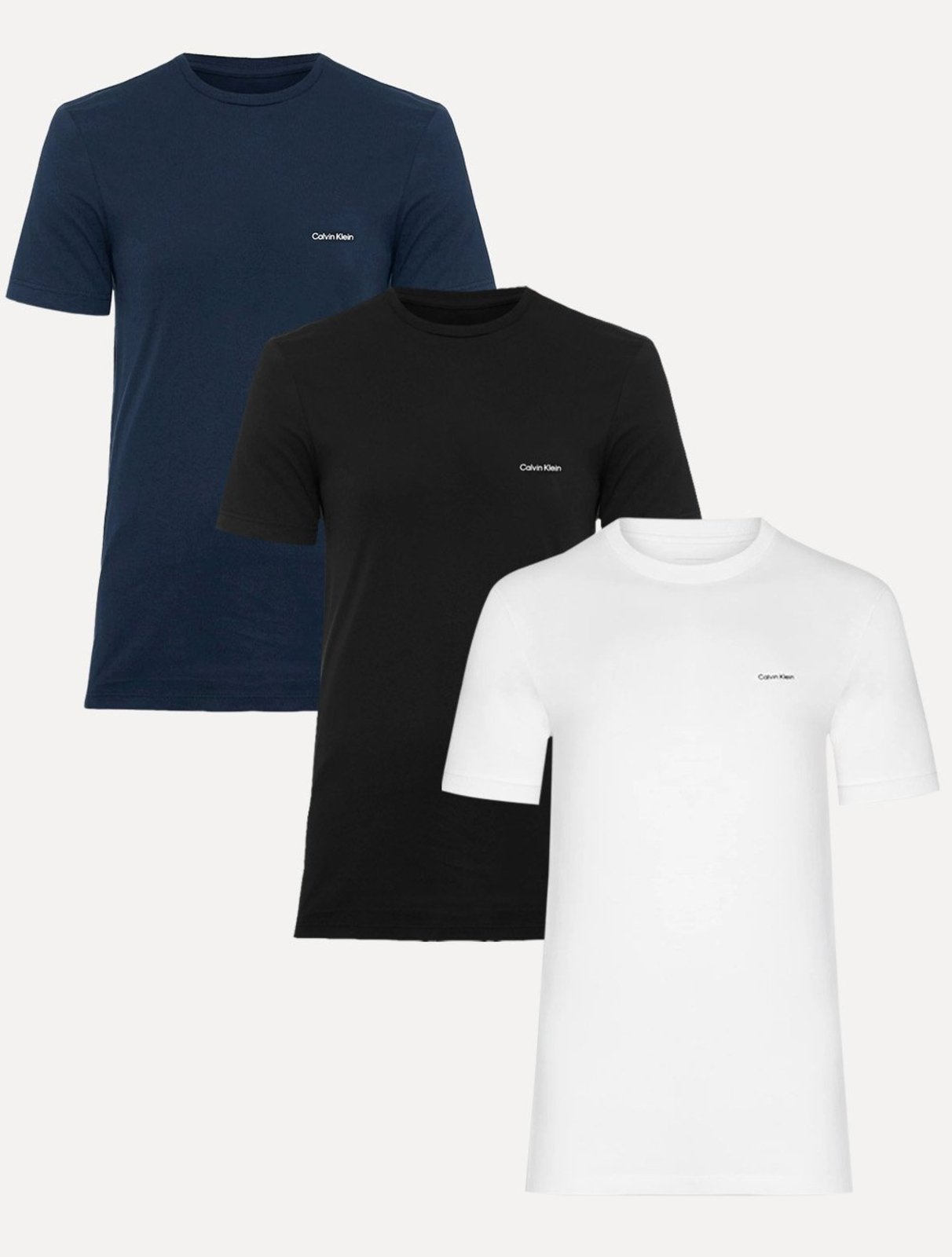 Kit Camisetas Calvin Klein Masculina Flamê Preta/Branca/Marinho