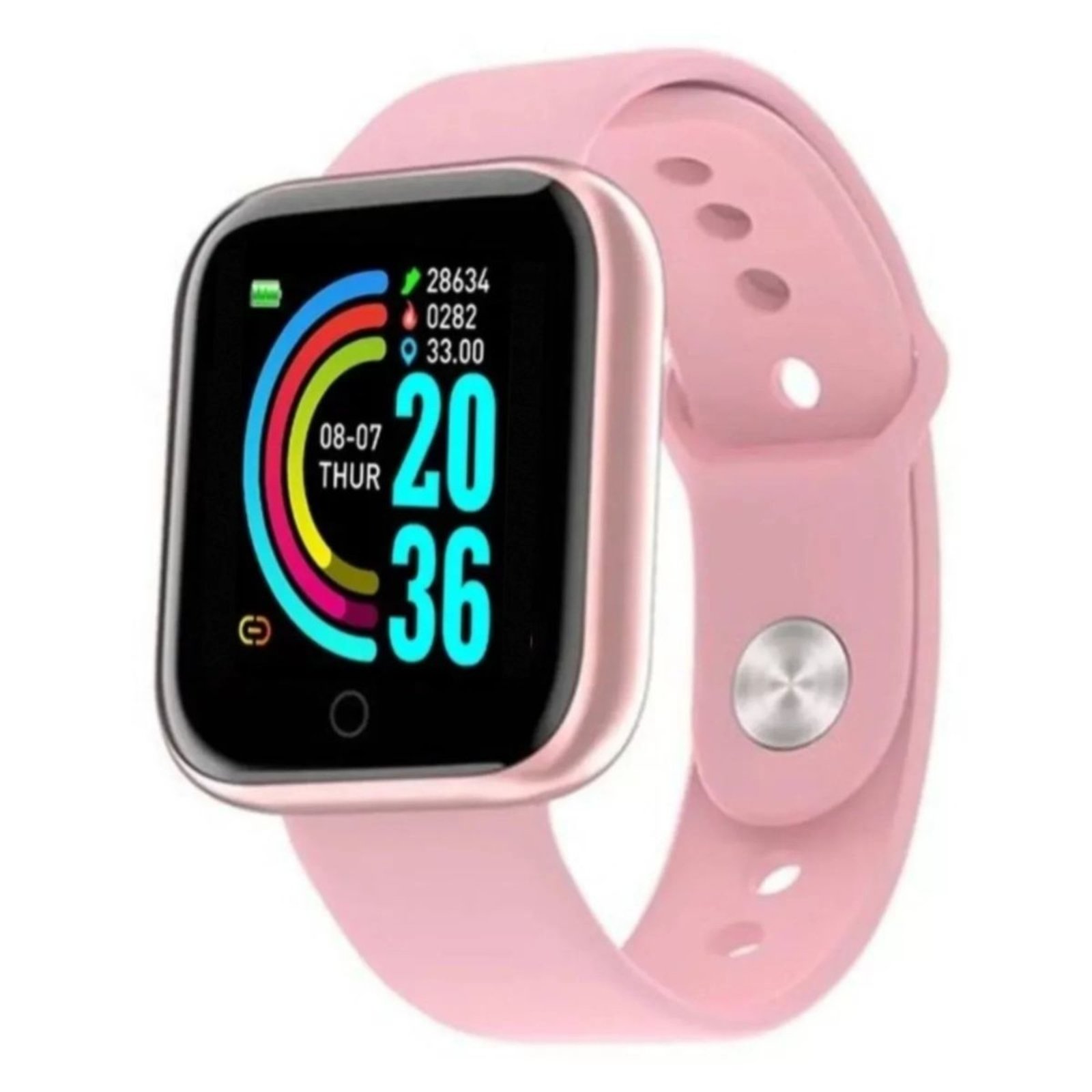 Relógio Smart Inteligente Feminino Masculino Bluetooth Touch Screen Rosa