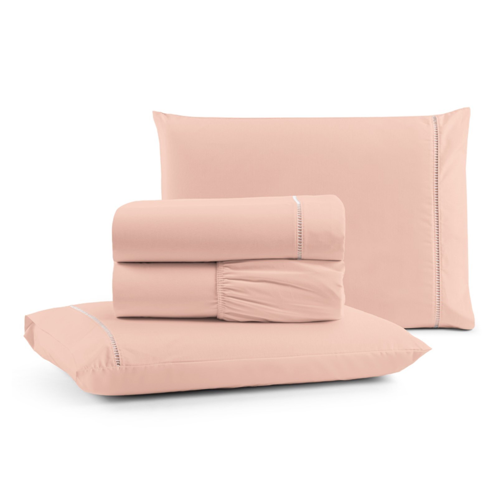 Jogo Cama Lençol Casa Scarpa Bali King Percal 180 Fios Algodão Ponto Palito 4 Peças - Salmão