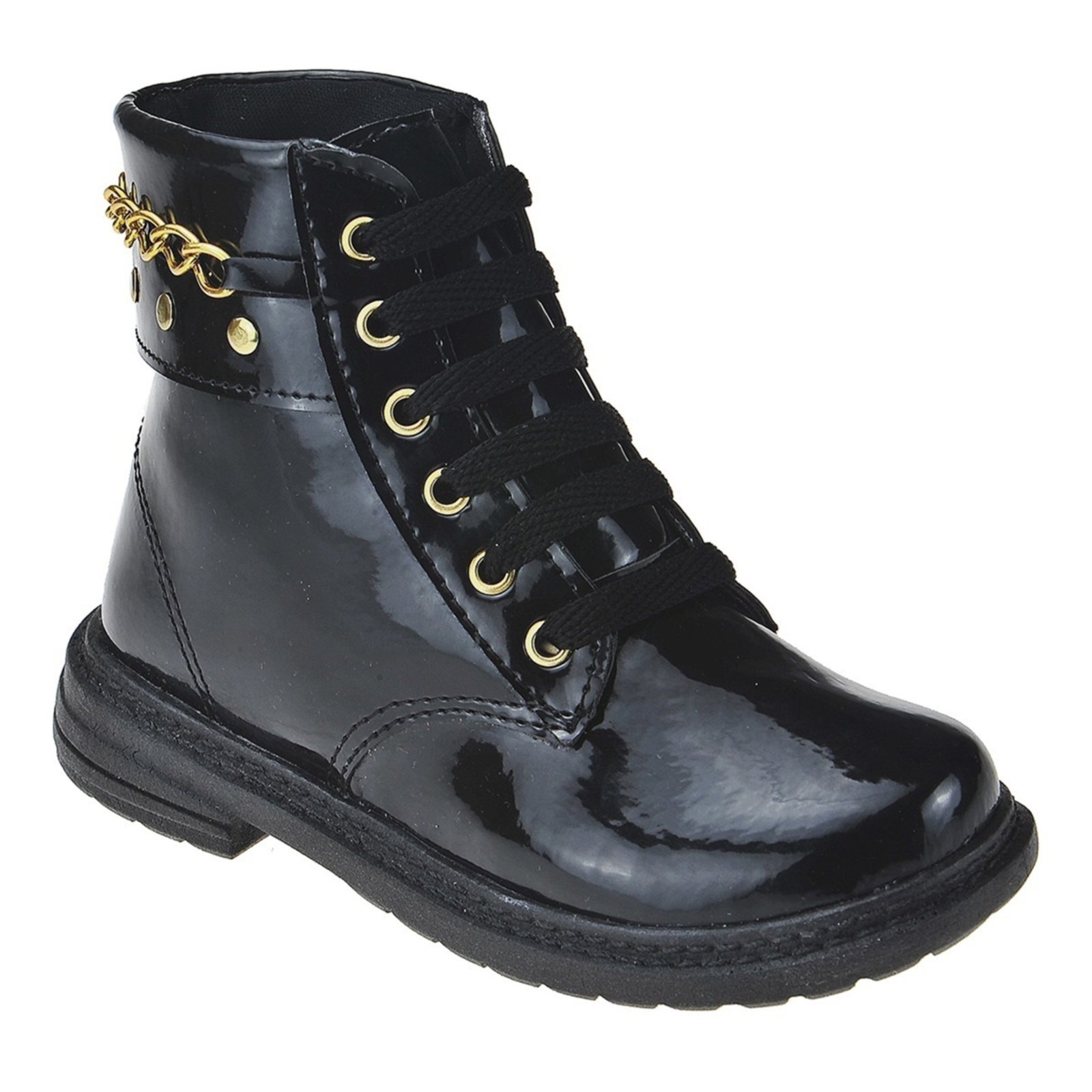 Vista 3 Infantil - Coturno Menina Bota Feminina Botinha Angipé preto
