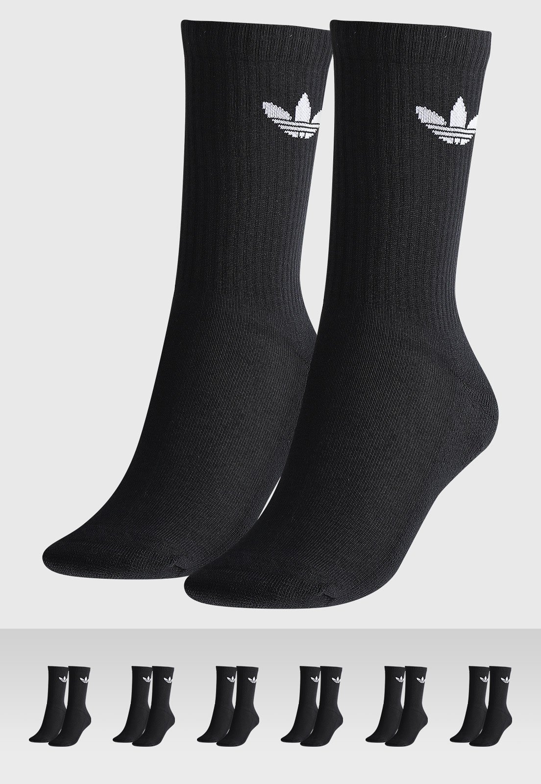 Kit 6pçs Meia adidas Originals Cano Alto Preto