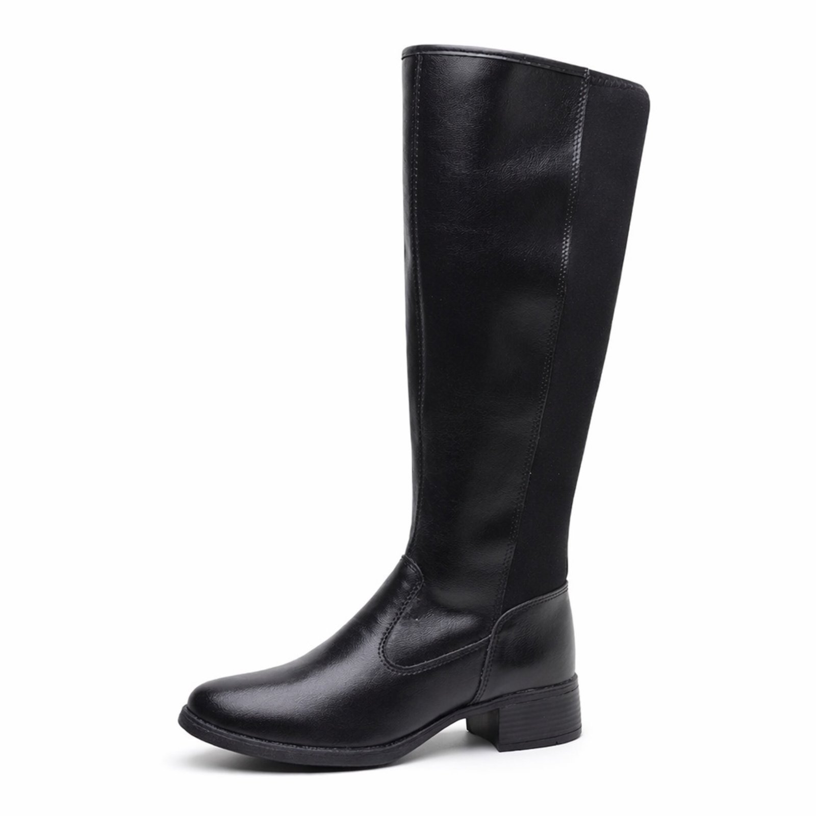 Bota Cano Alto Longo Feminina com ELastico Panturrilha Preta