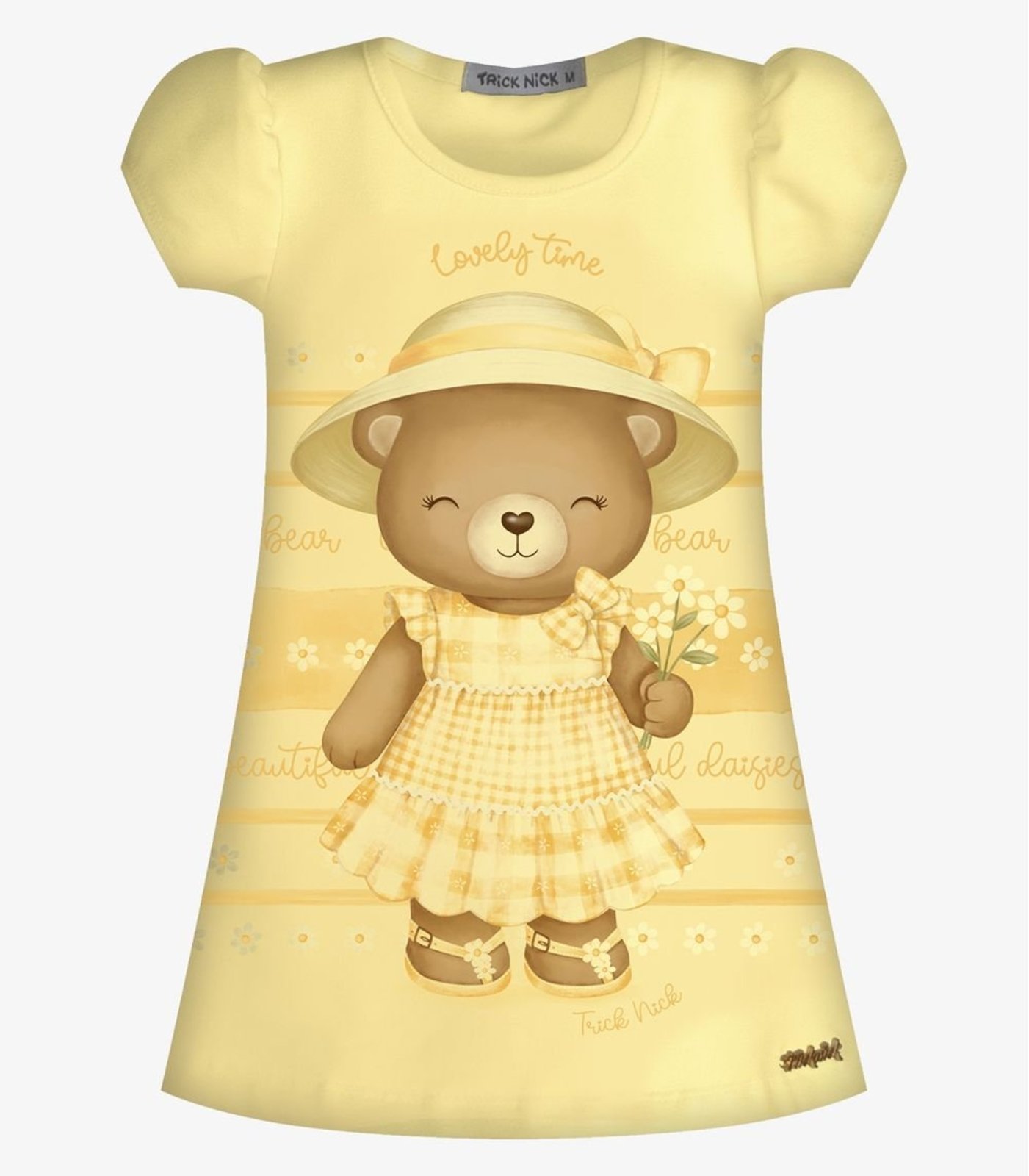 Infantil - Vestido Menina Com Estampa Trick Nick Amarelo
