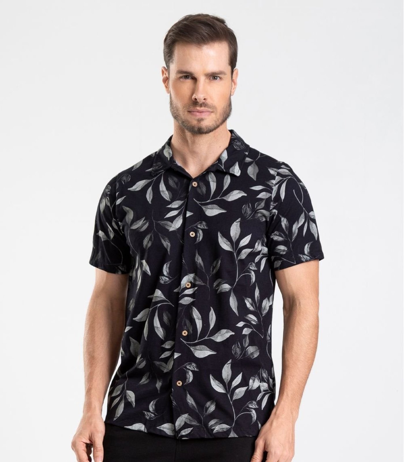 Vista 3 Camisa em Meia Malha Masculina Diametro preto Diametro preto