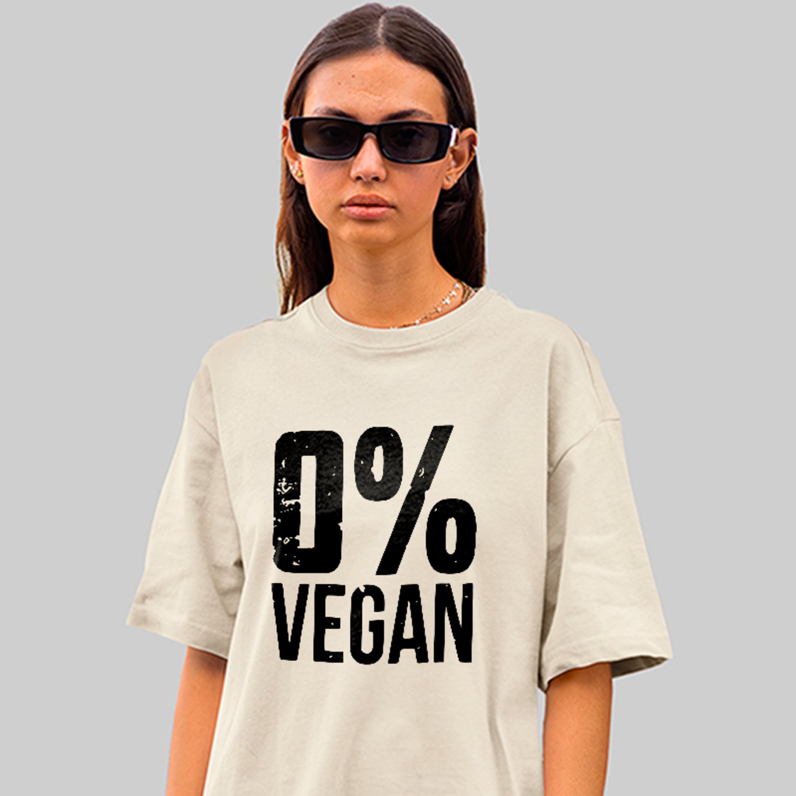 Camiseta Oversized Humor Irônico Vegano Engraçado Unissex Off White