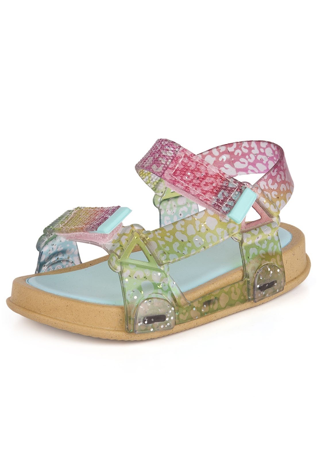 Infantil - Sandália Papete Plugt BoraBora Animal Print Verde Água