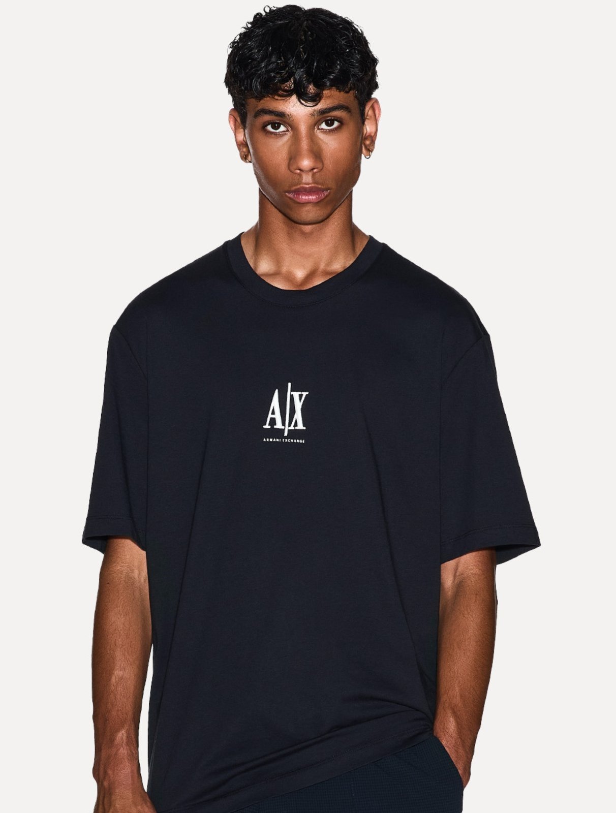 Camiseta Armani Exchange Masculina Regular Fit Small Logo Icon Azul Marinho