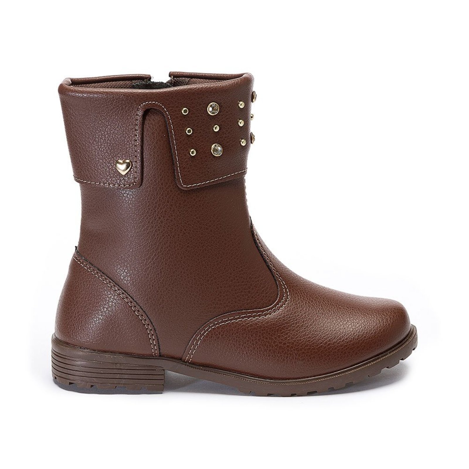 Infantil – Bota Feminina Cano Médio Colarinho com Rebites