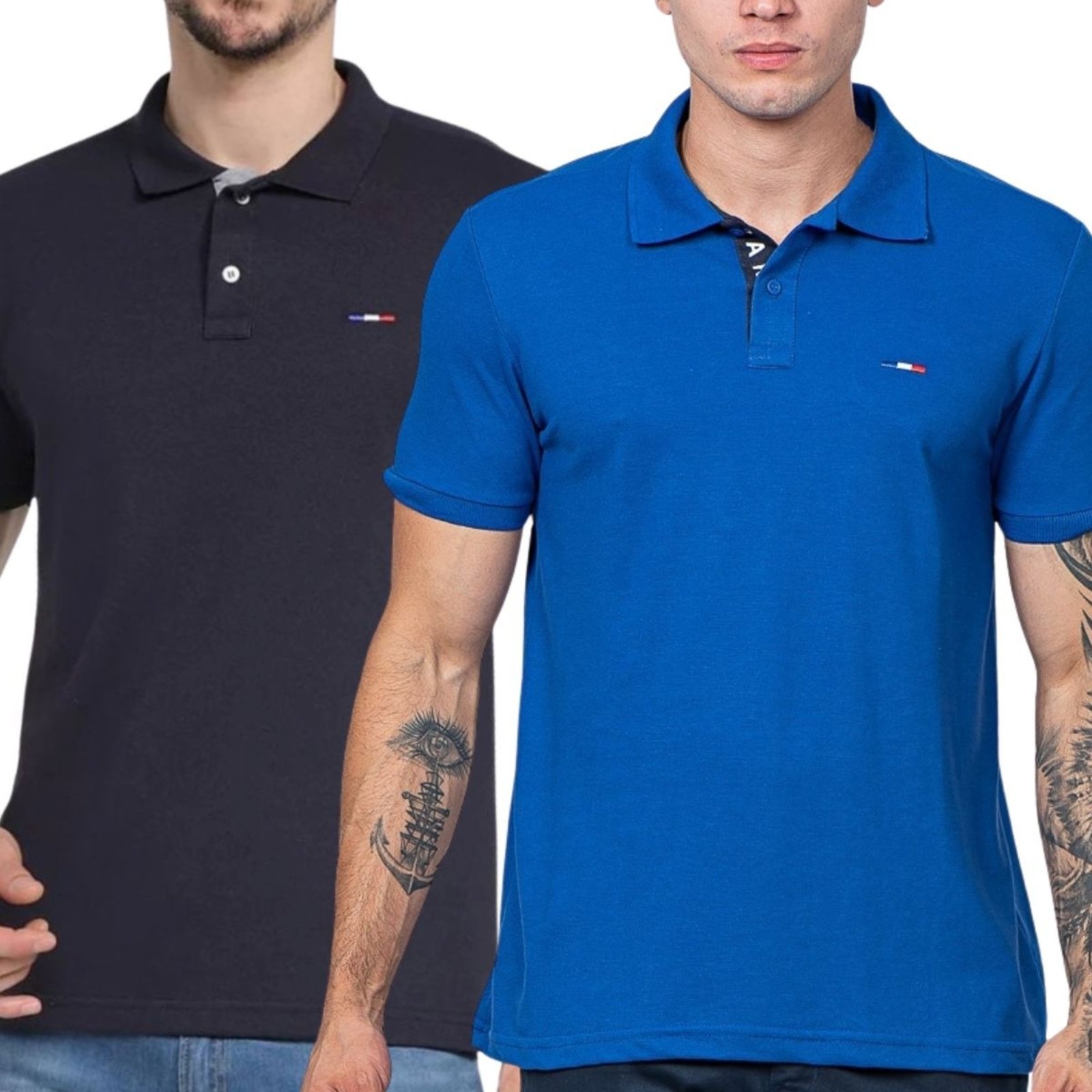 Kit 2 Polos Masculina Básicas FMF Piquet no Estilo Tommy Bordado França