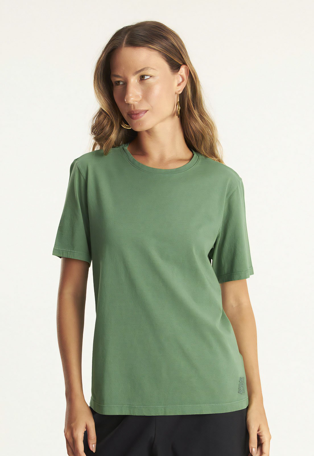 Camiseta Cantão Reta Classic com Bordado Verde