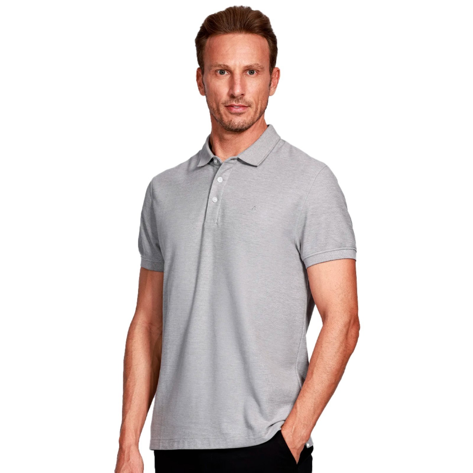 Camisa Polo Aramis Basic Piquet Ve25 Cinza Mescla Masculino
