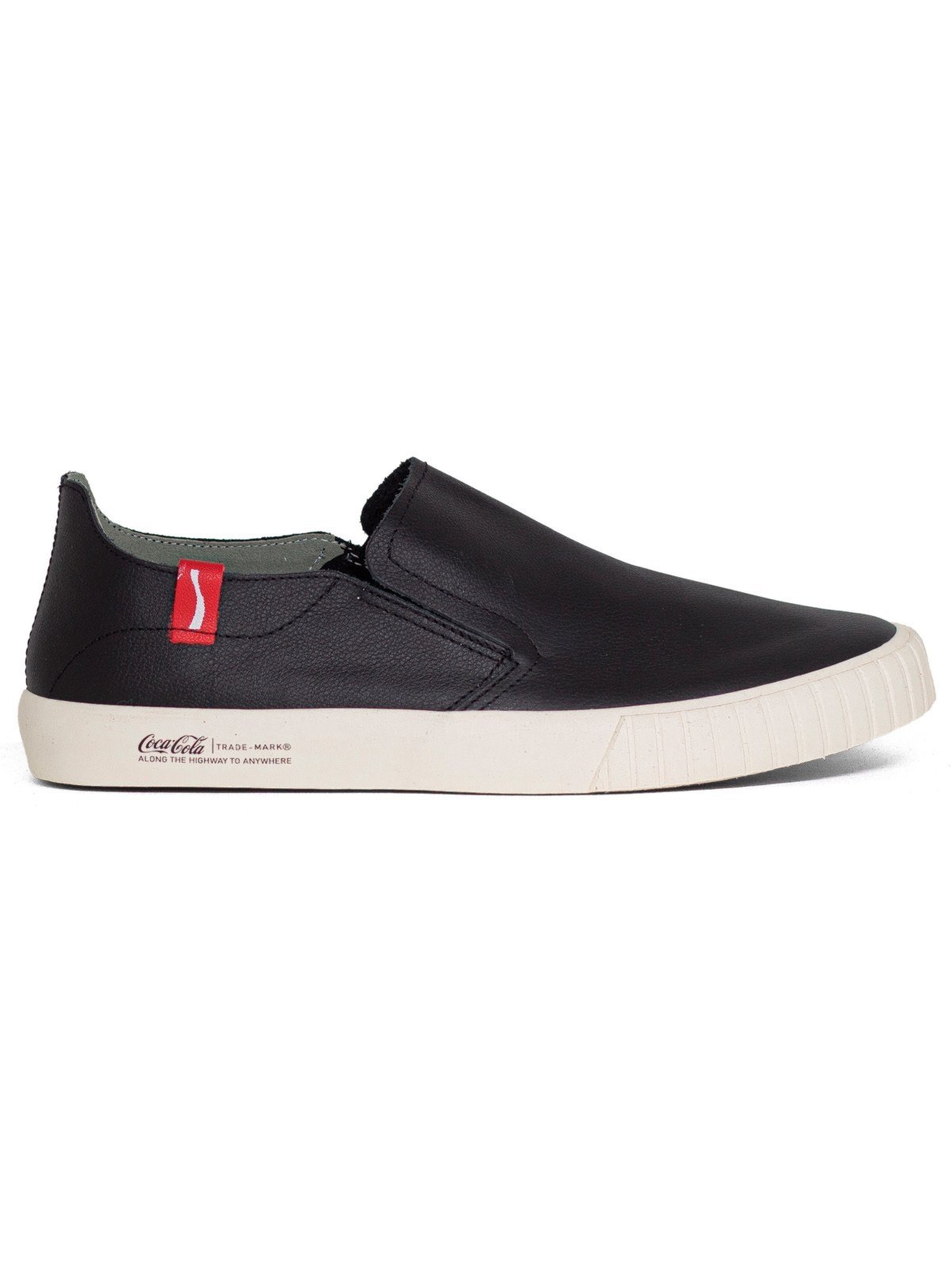 Tênis Masculino Slip On Coca Cola Casual Philadelphia Couro Conforto Preto Vermelho