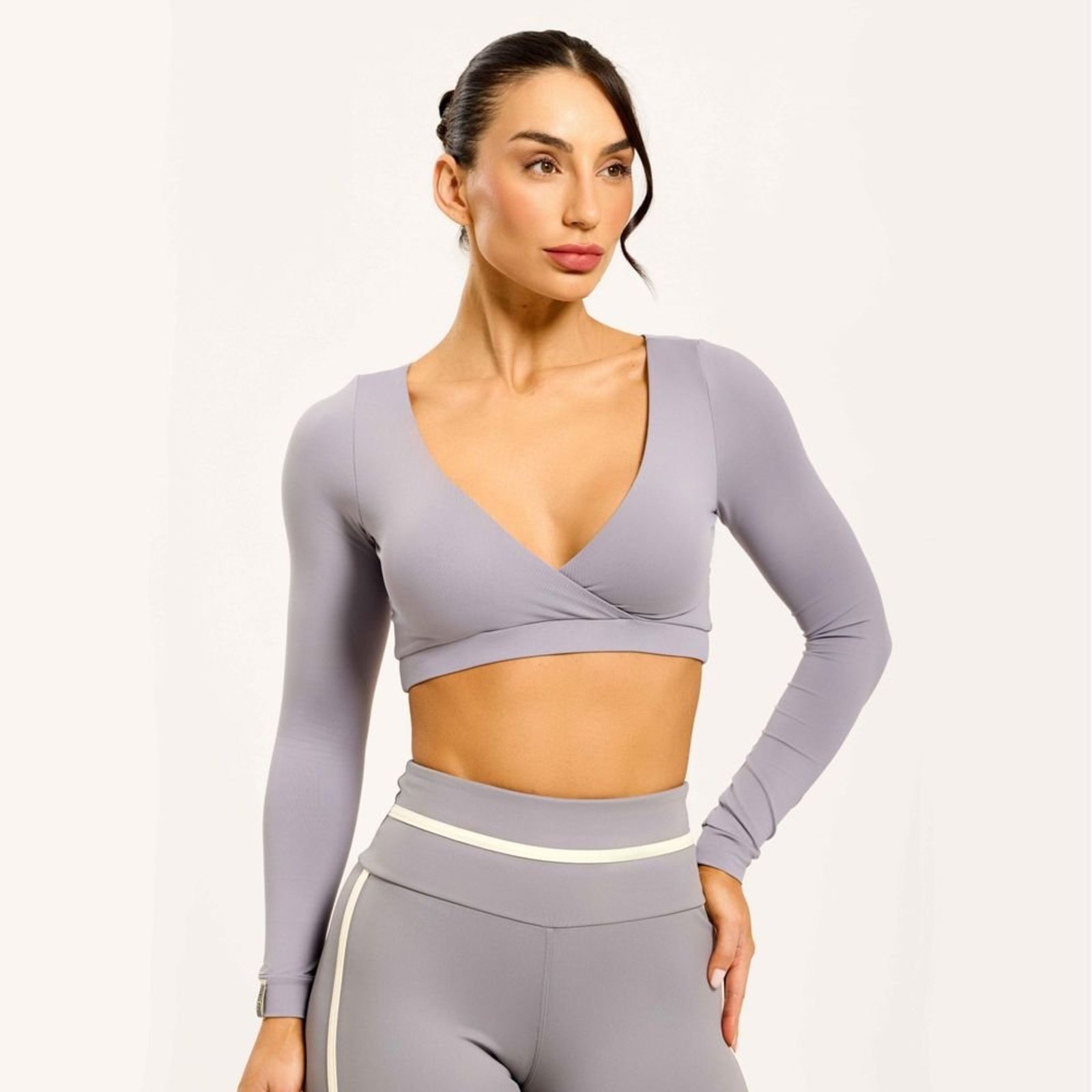 Cropped Dois Lados Cinza Biografia Poliamida Soft Com Bojo Donna Carioca