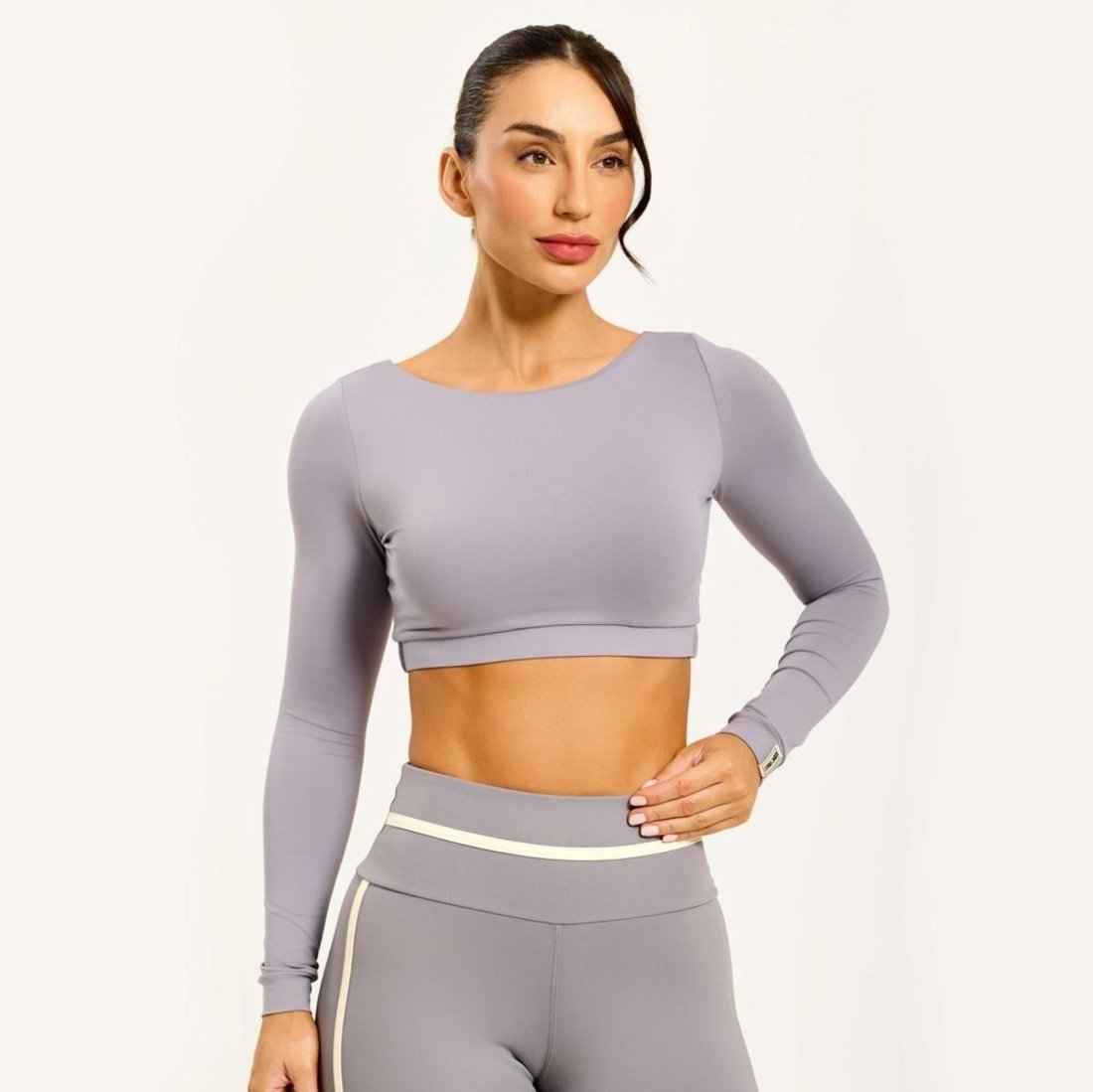 Vista 3 Cropped Dois Lados Biografia Poliamida Soft Com Bojo Donna Carioca cinza Donna Carioca cinza