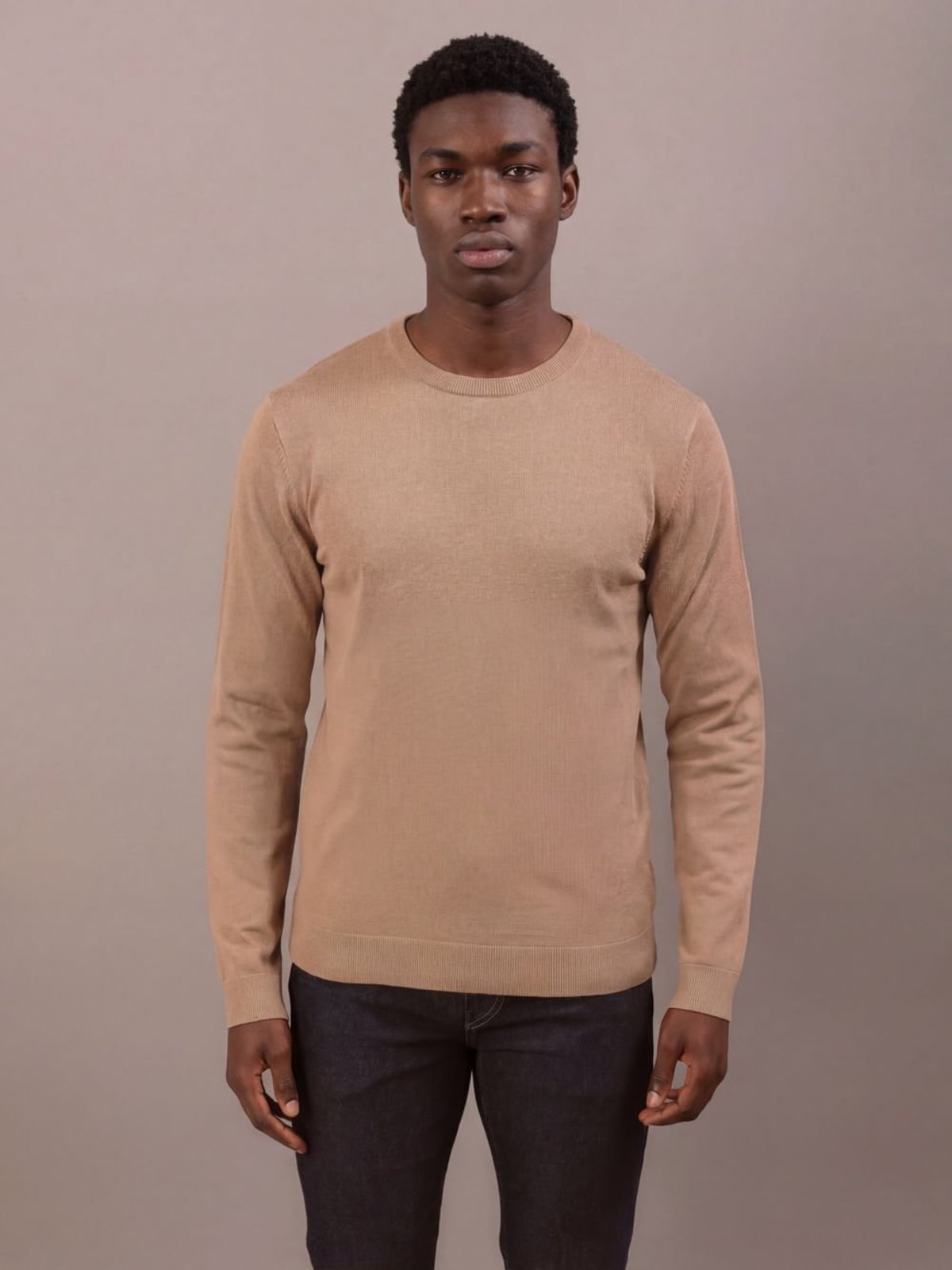 Suéter Tricot Gola Careca Viscose - Caqui Medio Calvin Klein Jeans