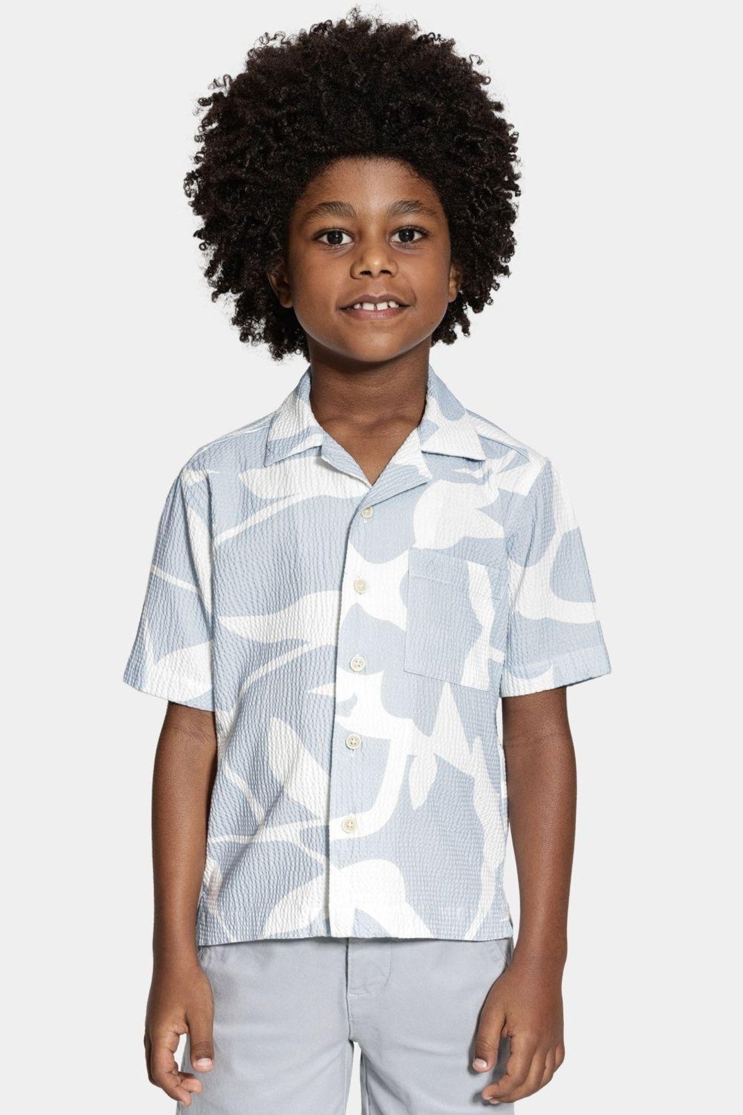Vista 2 Infantil - Camisa Aramis Regular Manga Curta Azul e Branco azul marinho Aramis azul marinho