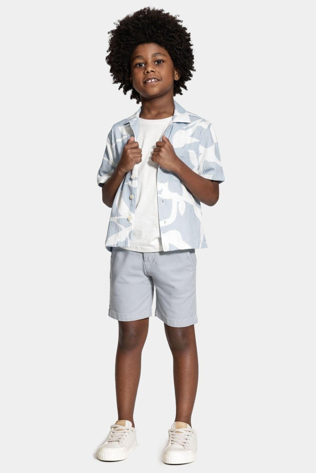 Vista 3 Infantil - Camisa Aramis Regular Manga Curta Azul e Branco azul marinho Aramis azul marinho