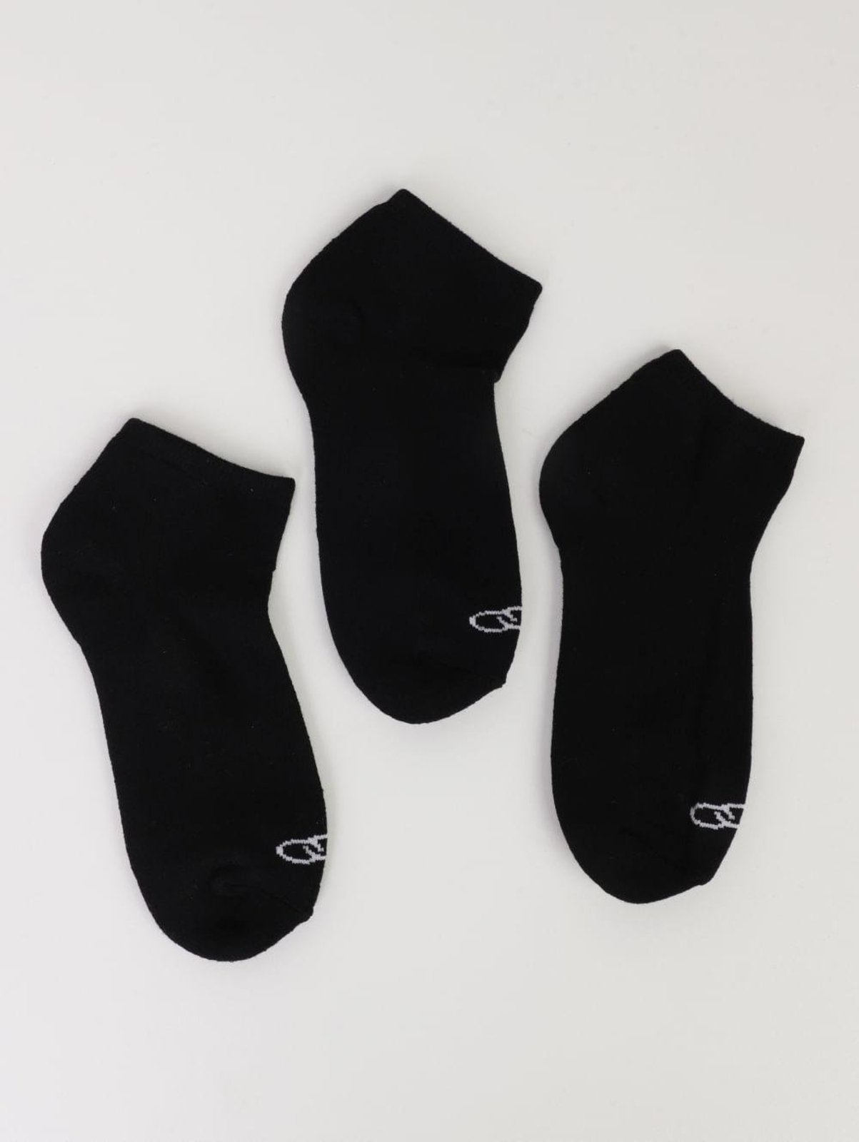 Kit com 03 Meias Cano Curto Olympikus Masculina PRETO