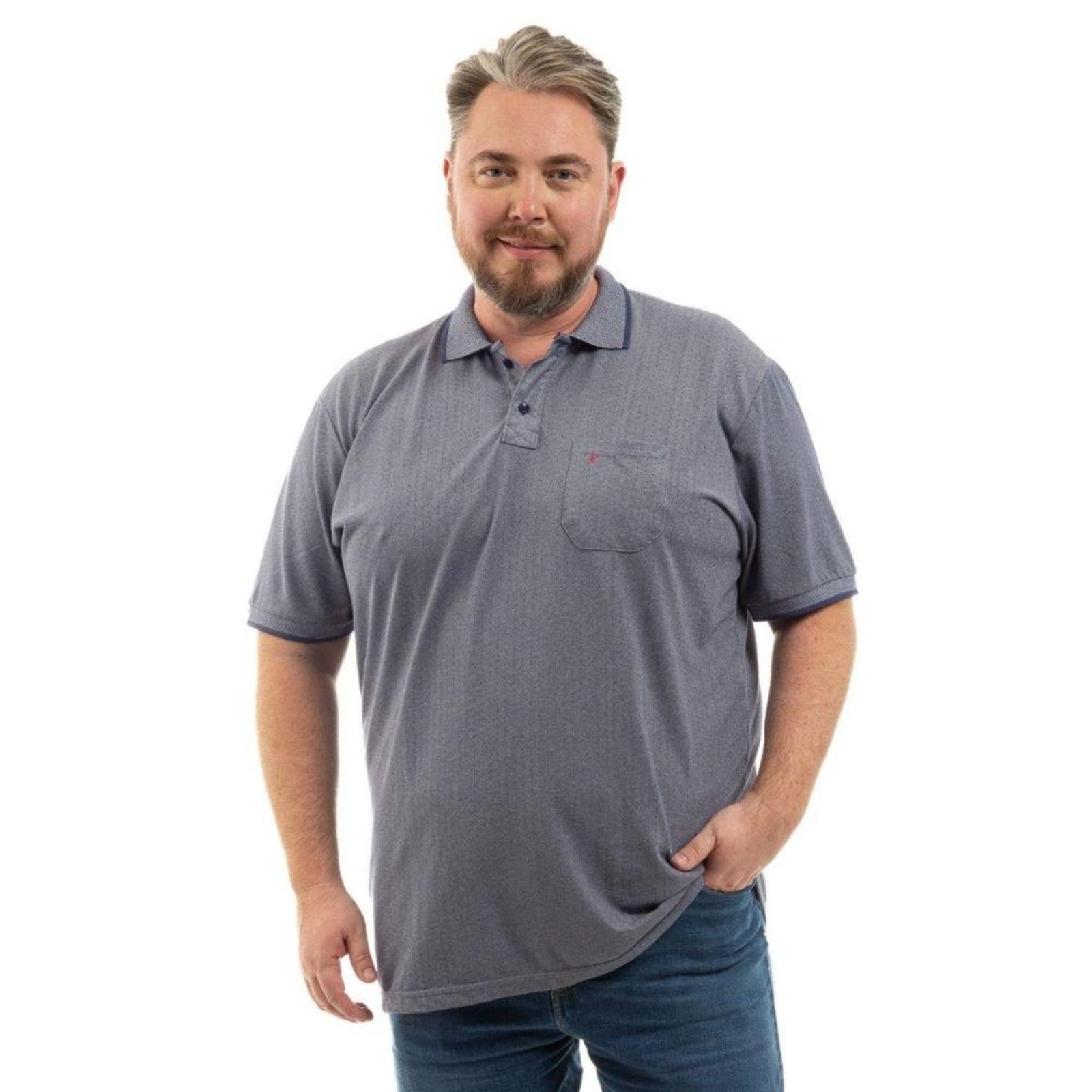 Camisa Polo Masculina Plus Size Pique Algodão com Bolso