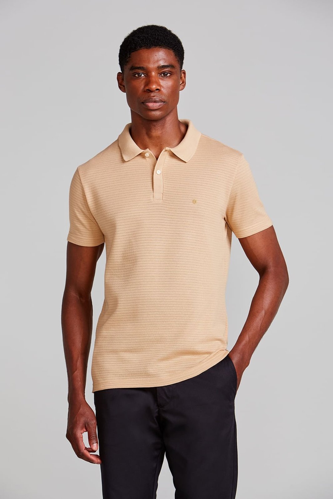 HIGHSTIL Camisa Polo Texturizada Slim Fit - Khaki
