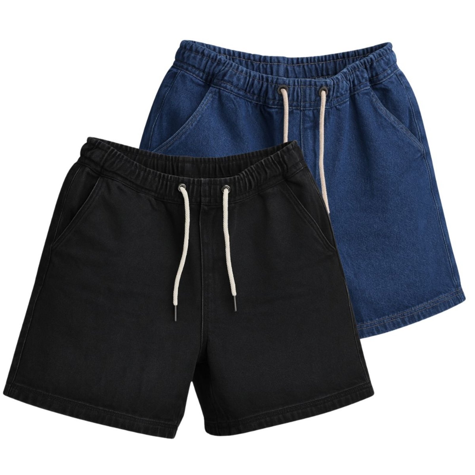 Kit 2 Bermuda Jeans Larga Masculina Streetwear Com Bolsos