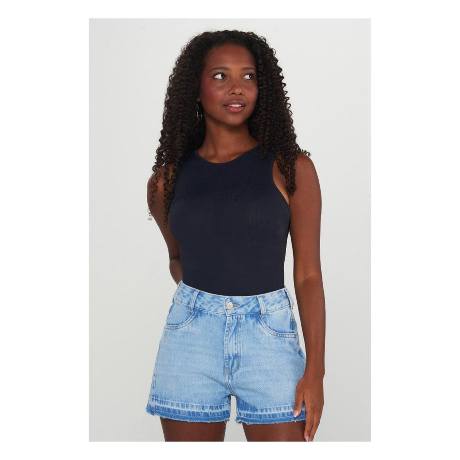 Infantil - Short Jeans Sun Place Jeans Cintura Alta Desfiada 14 Azul