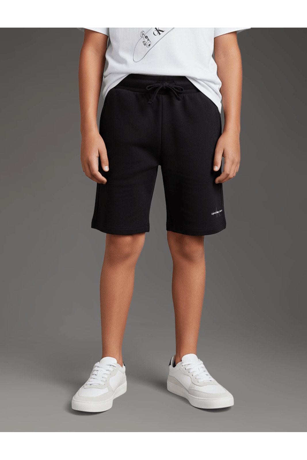 Infantil - Bermuda Menino Moletom Logo Re Issue Calvin Klein Jeans - Preto Calvin Klein Jeans