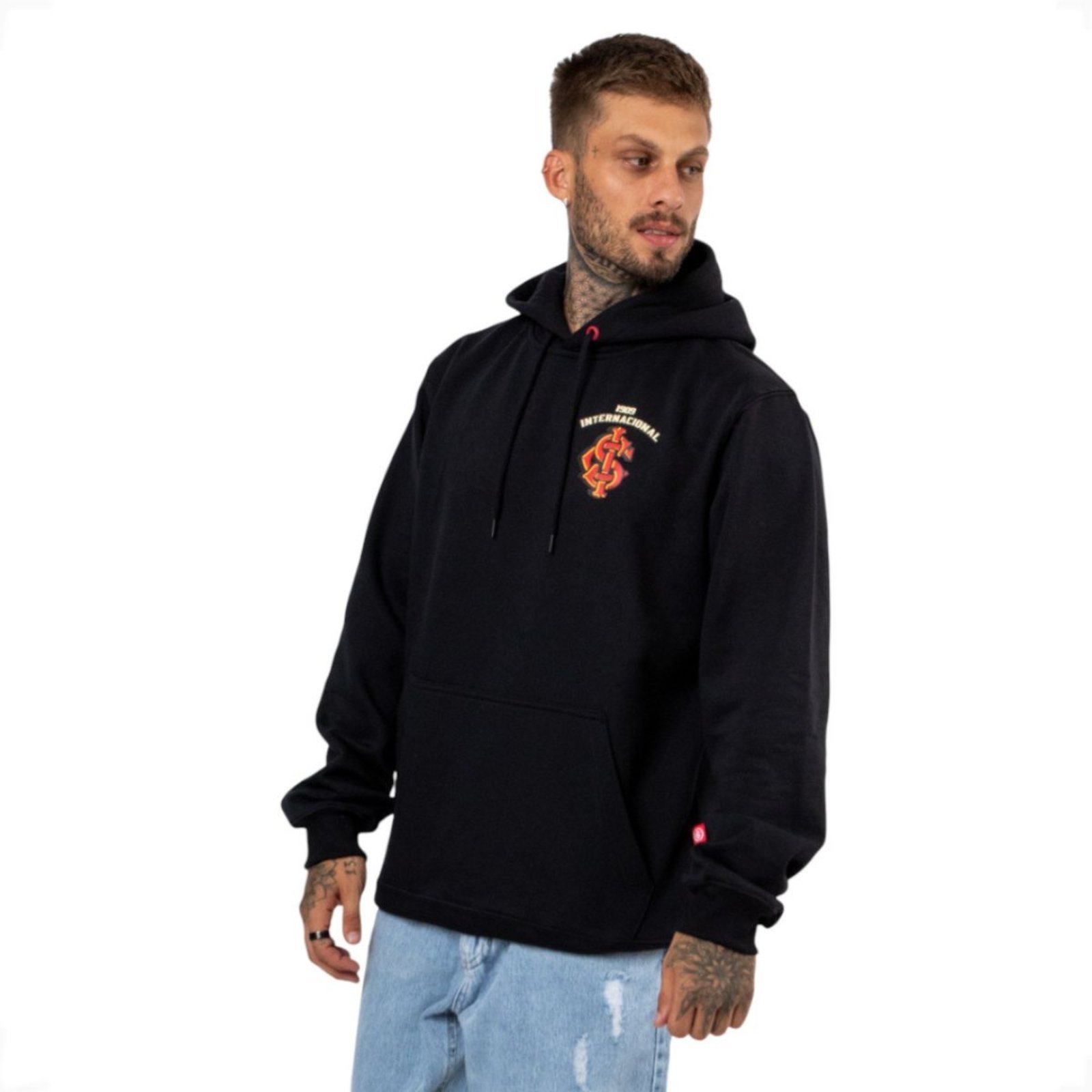 Blusa Moletom Canguru Internacional Oficial Saci com Capuz Surf Center Preto