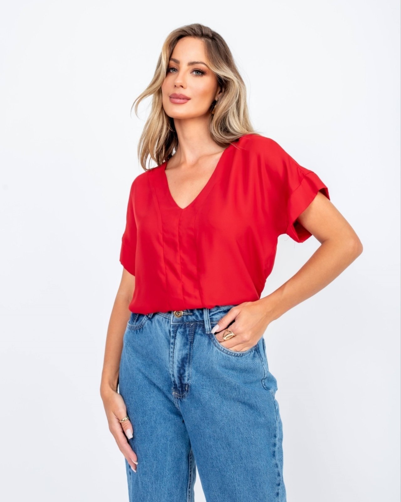 BLUSA DE CETIM AZALEA VERMELHA Vermelho