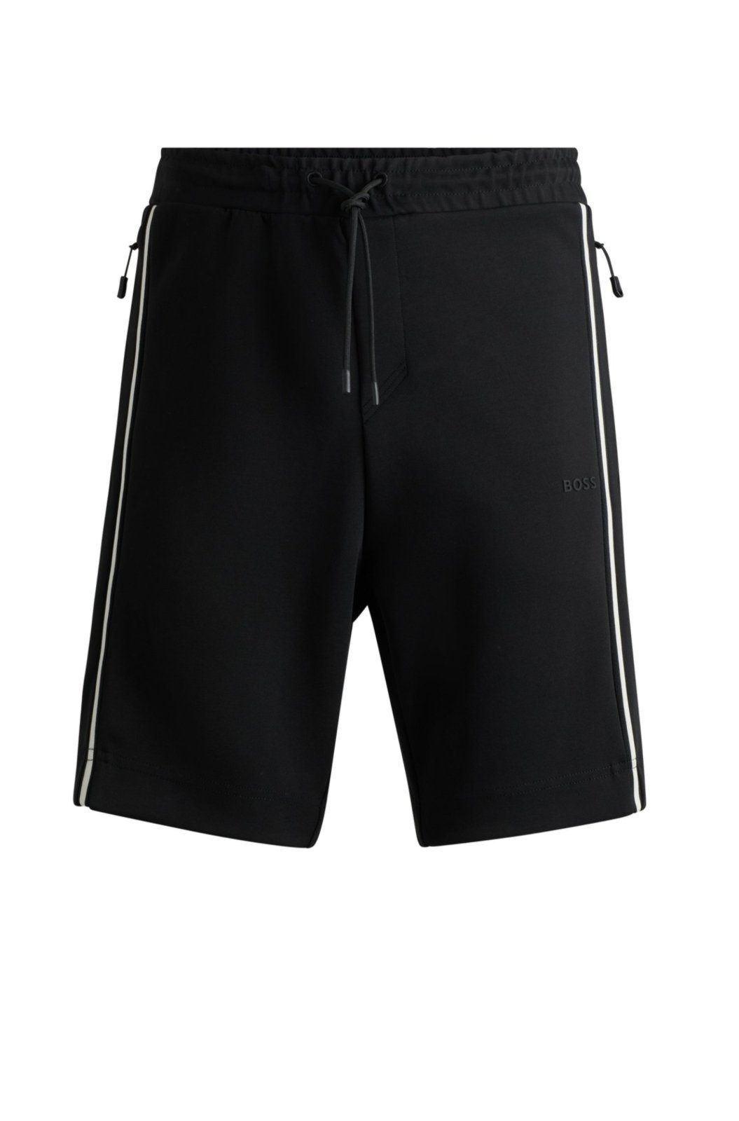 Shorts Regular De Algodão Com Inserções De Fita Preto – 5GG