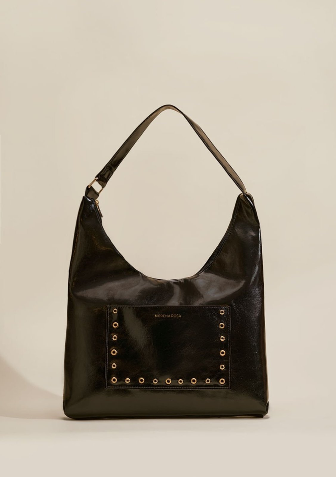Bolsa Morena Rosa Hobo Detalhe Tachas Preto