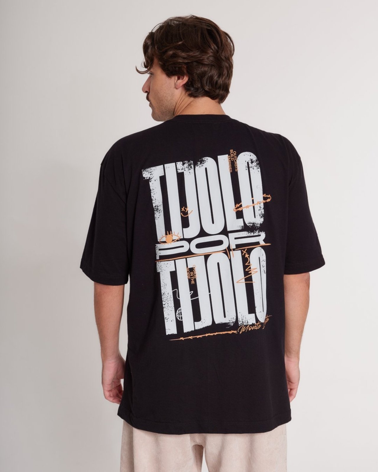 Camiseta Oversized Estampada Tijolo
