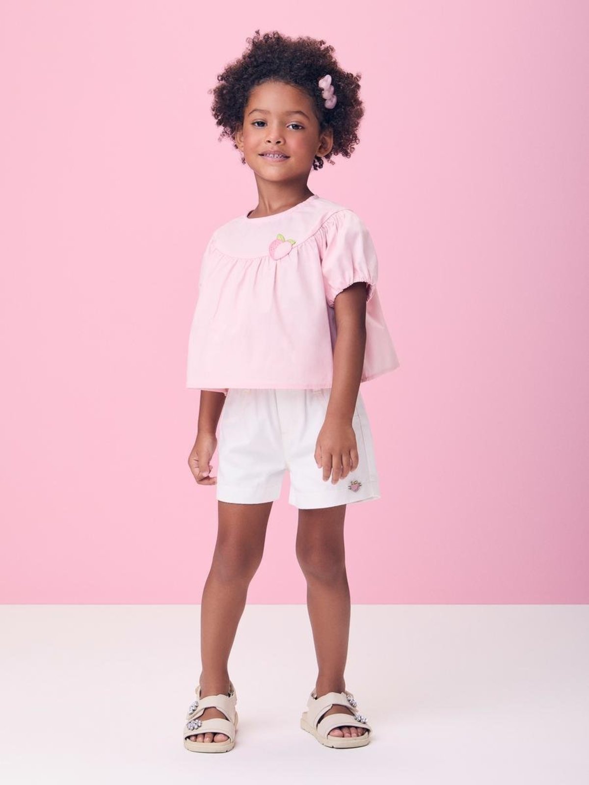 Infantil - Conjunto Rosa com Patch de Pêssego