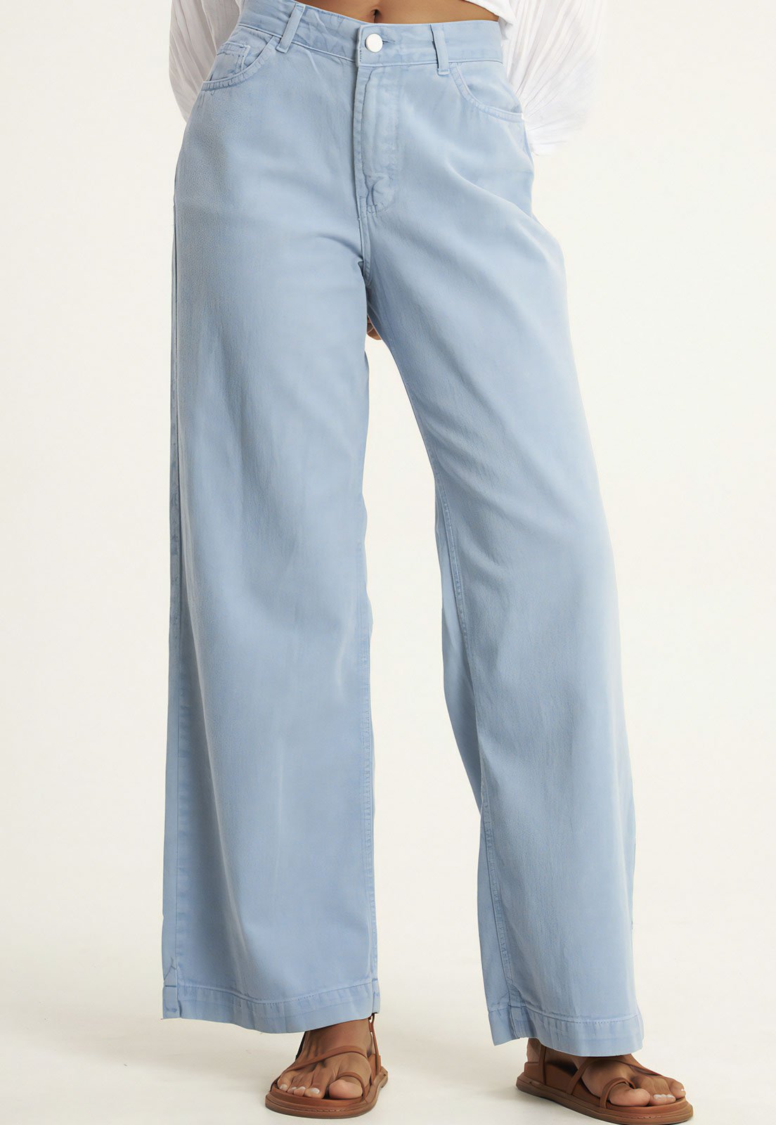 Calça Sarja Cantão Wide Leg Color Azul