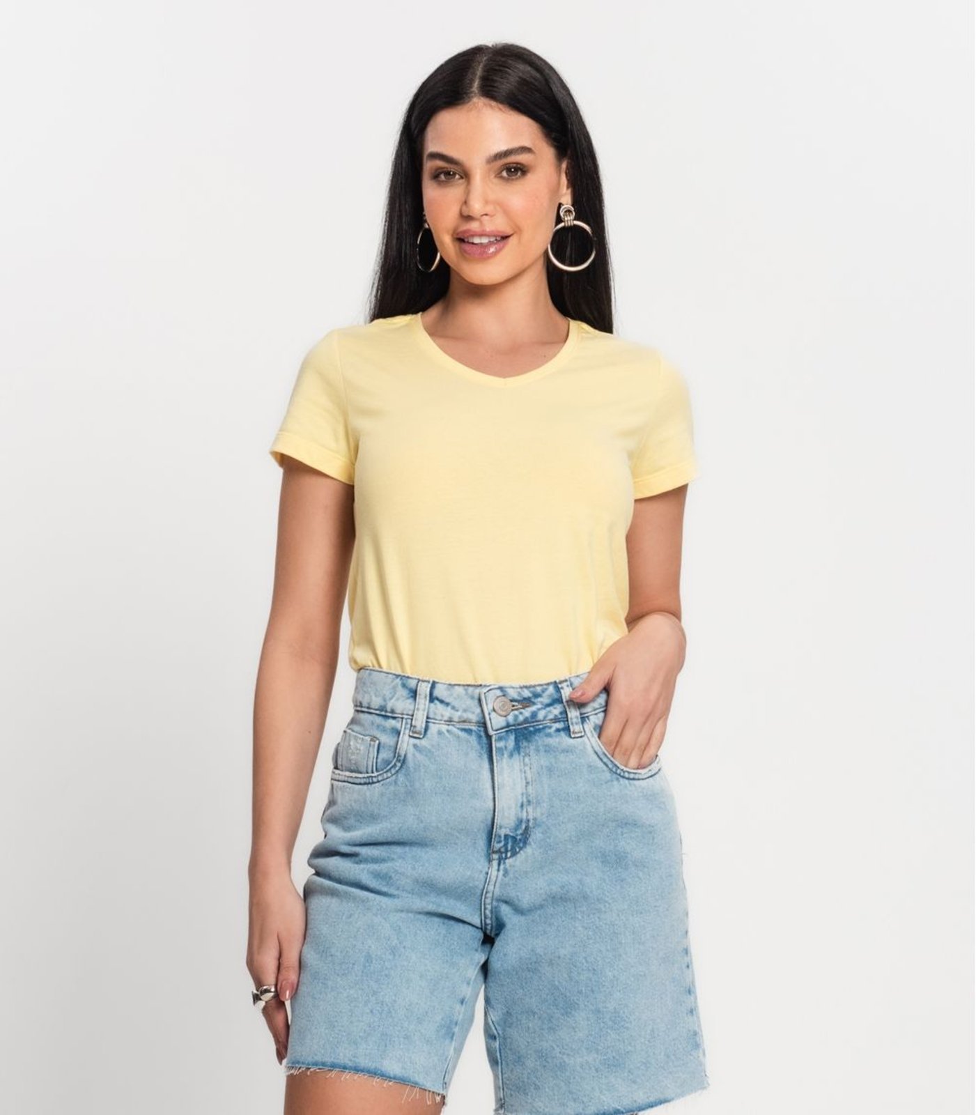 Blusa Feminina Meia Malha 30 Básica KO Amarelo
