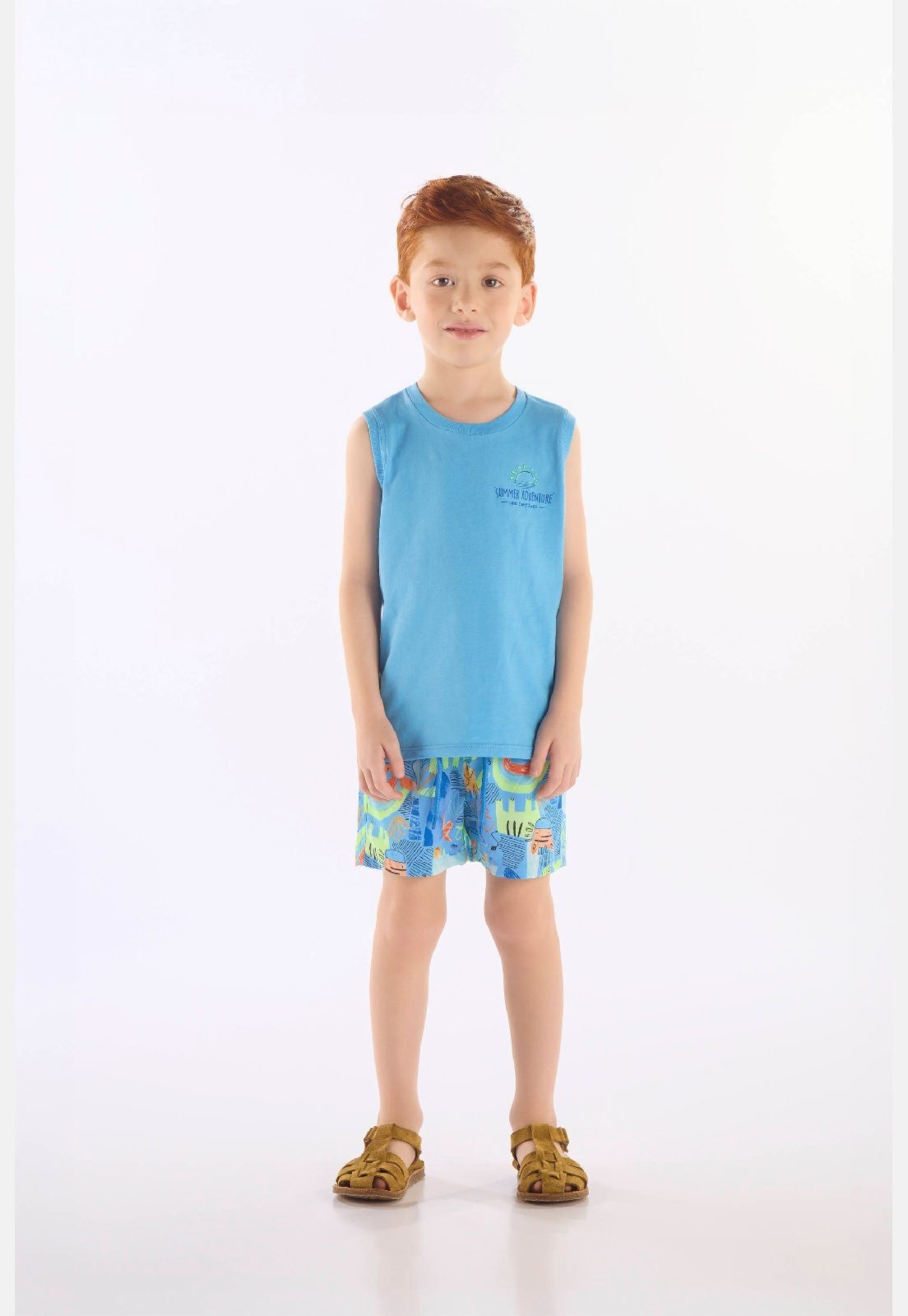 Vista 2 Infantil - Conjunto Menino com Regata e Short Up Baby laranja Up Baby laranja