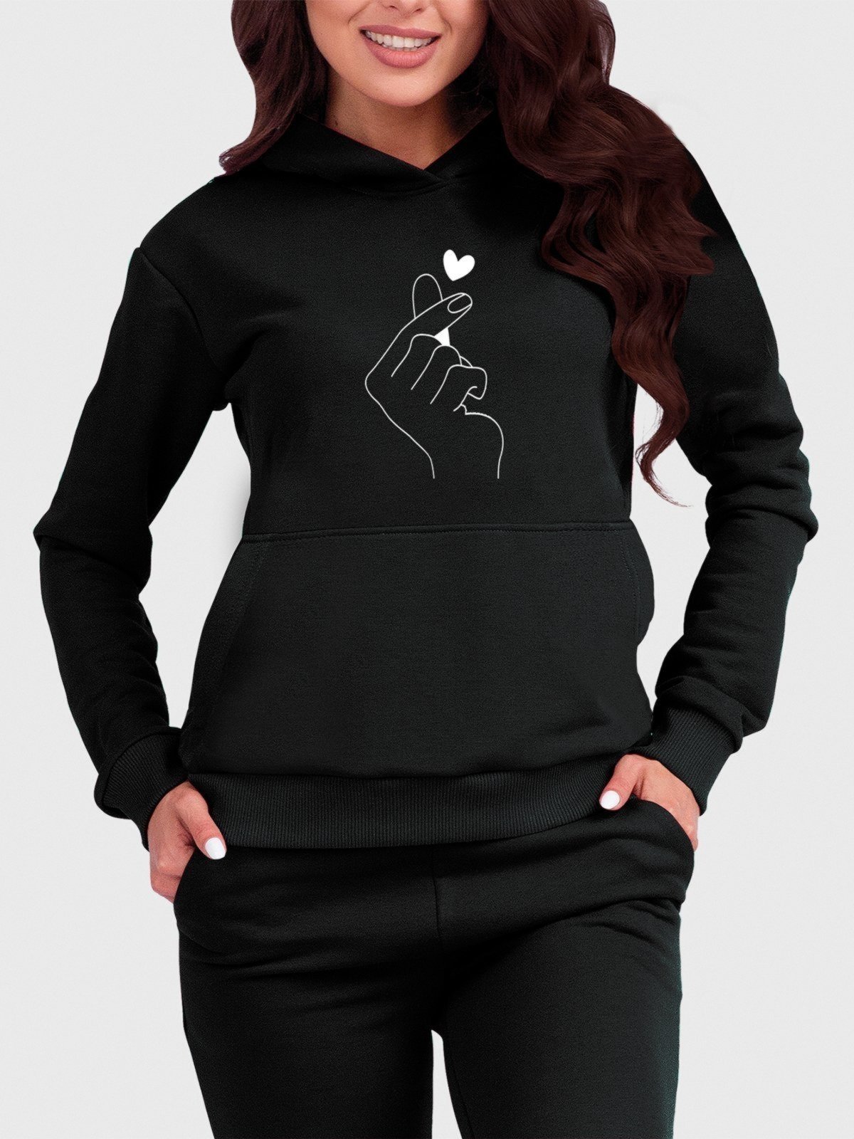 Vista 2 Blusa de Frio Moletom Feminino Canguru Mão Coreana Benellys preto Benellys preto