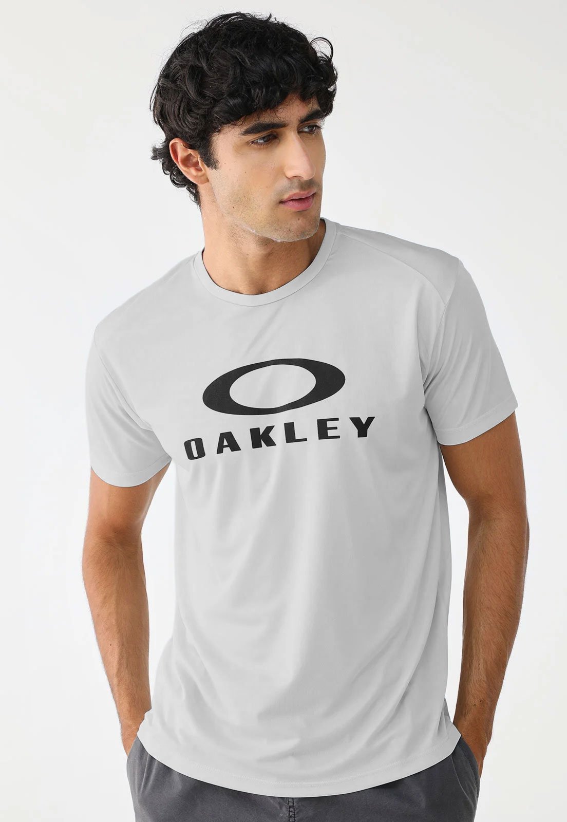 Camiseta Oakley Reta Logo Cinza