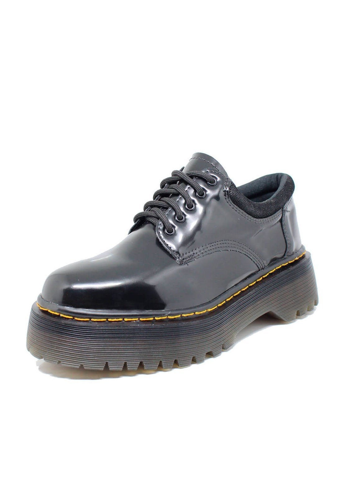 Sapato Colegial Inglês Estilo Veggie Verniz Preto