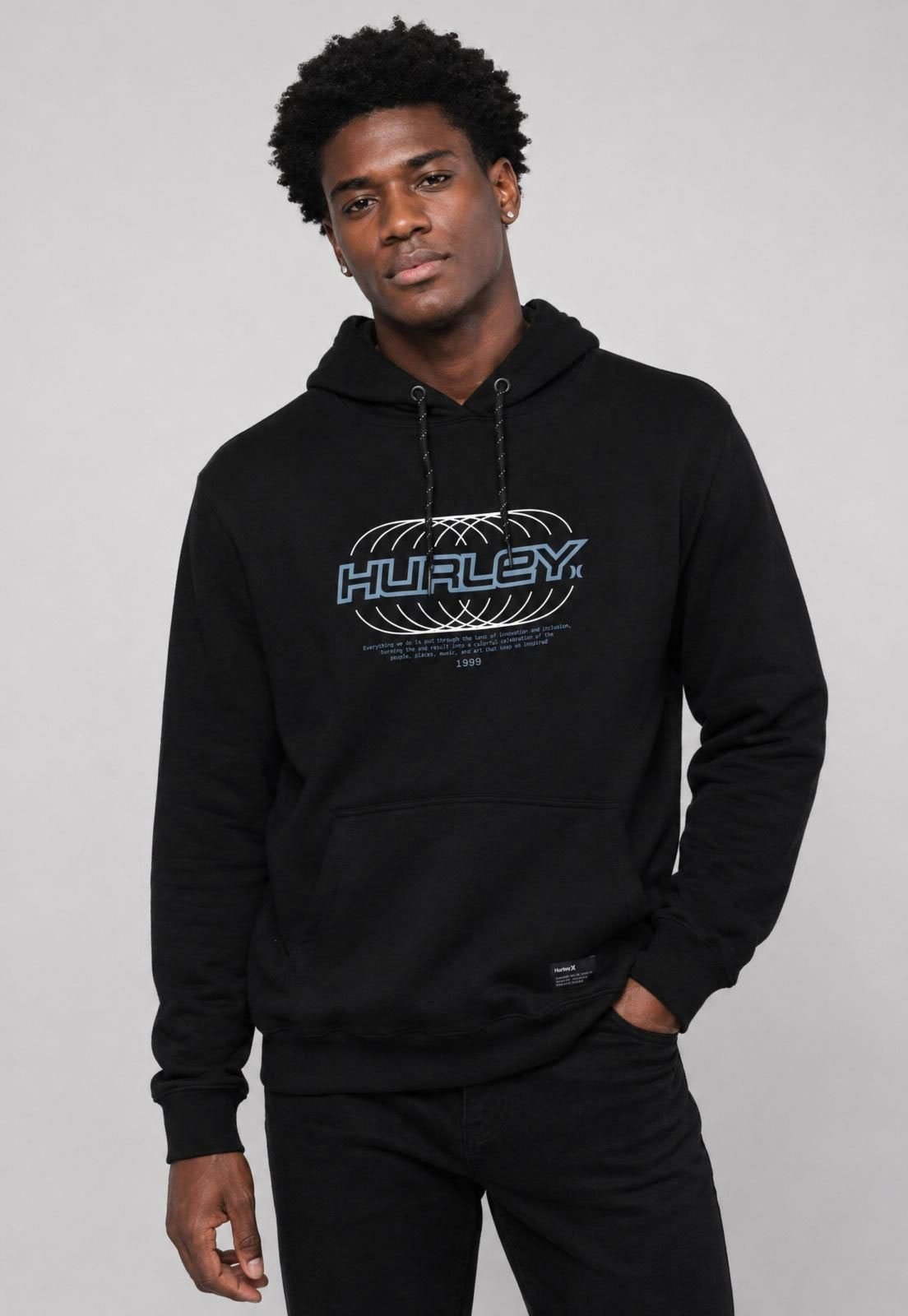 Blusa de Moletom Masculina Hurley Preto
