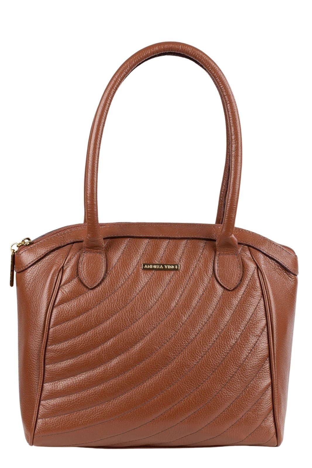 Bolsa de couro matelassê Rebeca - Whisky